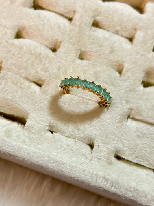 Turquoise Half Tennis Adjustable Ring