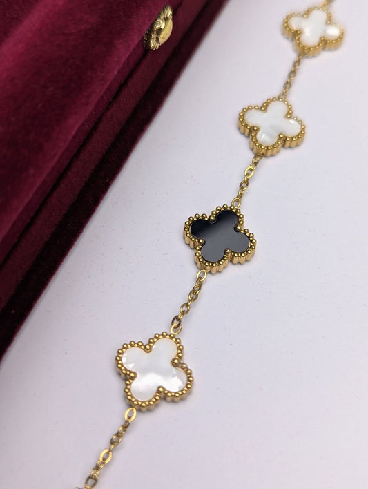 Black & White Clover Bracelet