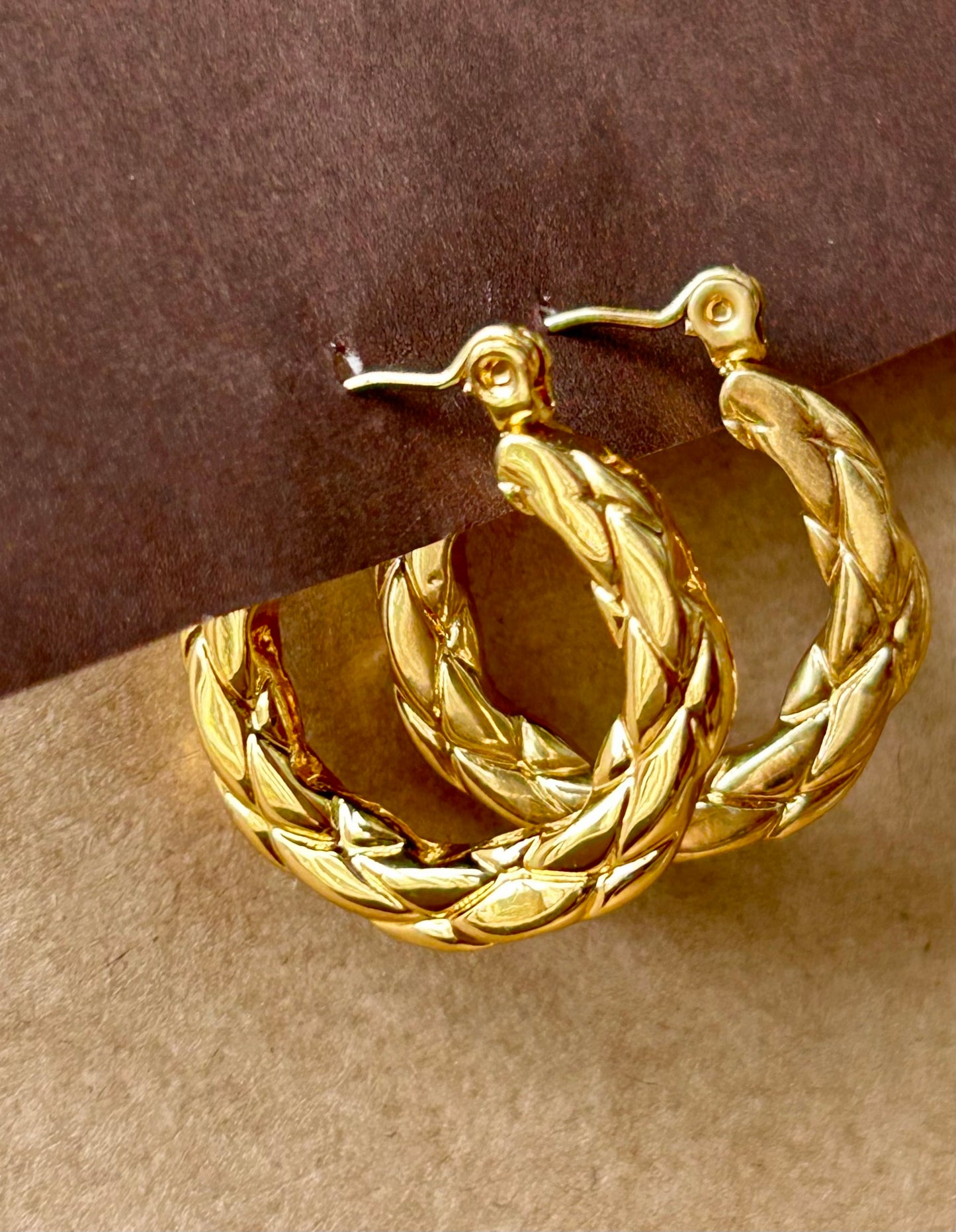 Anti Tarnish Braided Gold Luxe Hoops