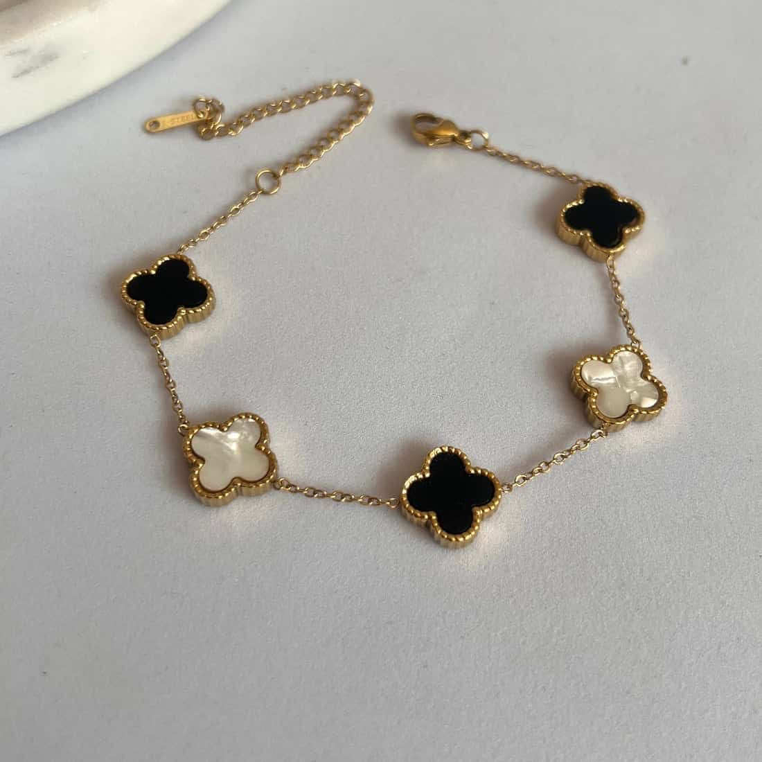 Black & White Clover Bracelet