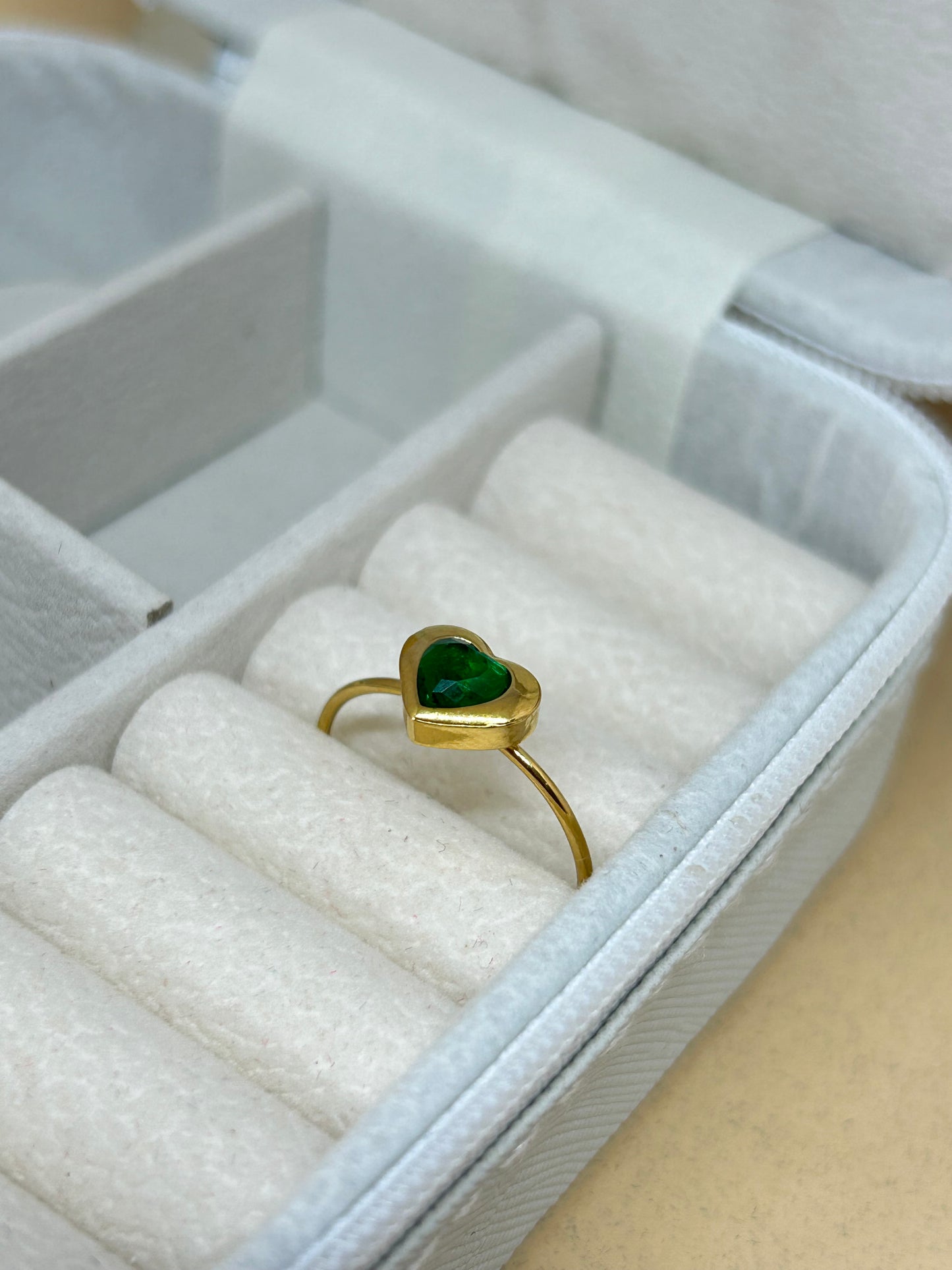 Green Heart Adjustable Ring