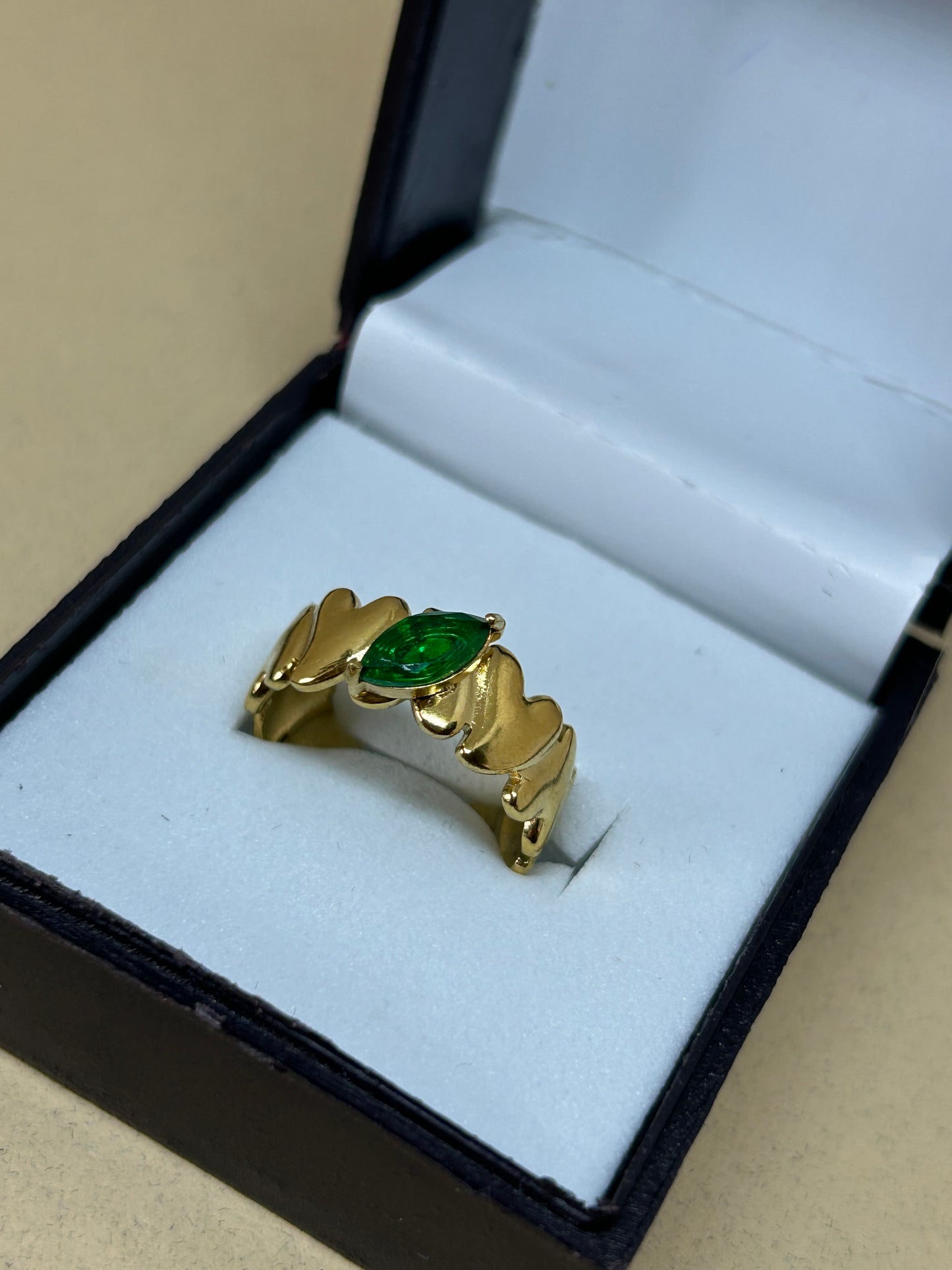 Emerald Heart Band Ring