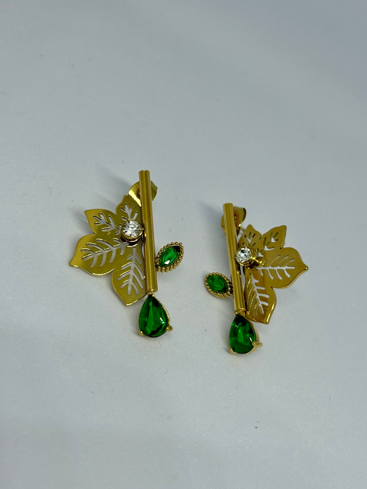 Emerald Leaf Cascade Earrings