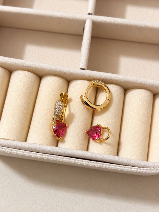 Ruby Heart Drop Huggies