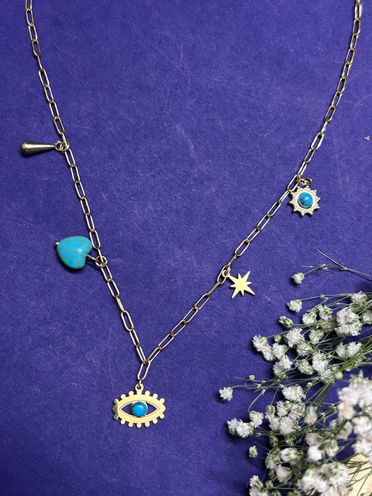 Evil Eye Blue Charms Necklace