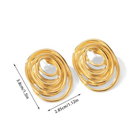 Gold Plated Anti Tarnish Spiral Stud Earrings