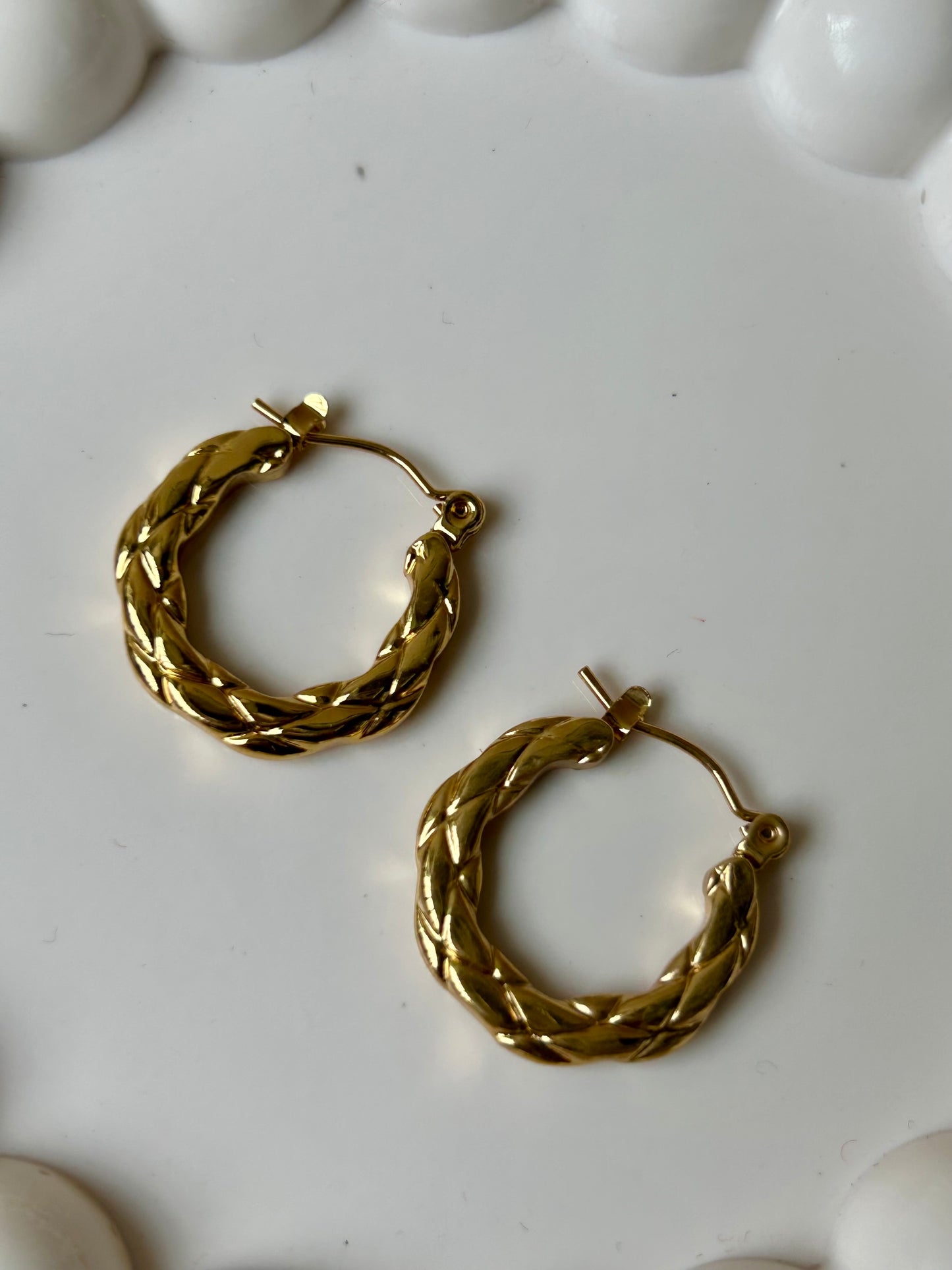 Anti Tarnish Braided Gold Luxe Hoops
