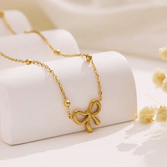 Anti Tarnish Infinity Bow Pendant