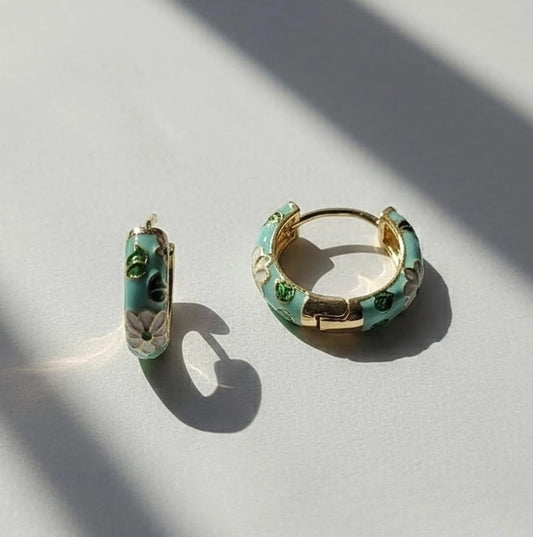 Blue Floral Hoops