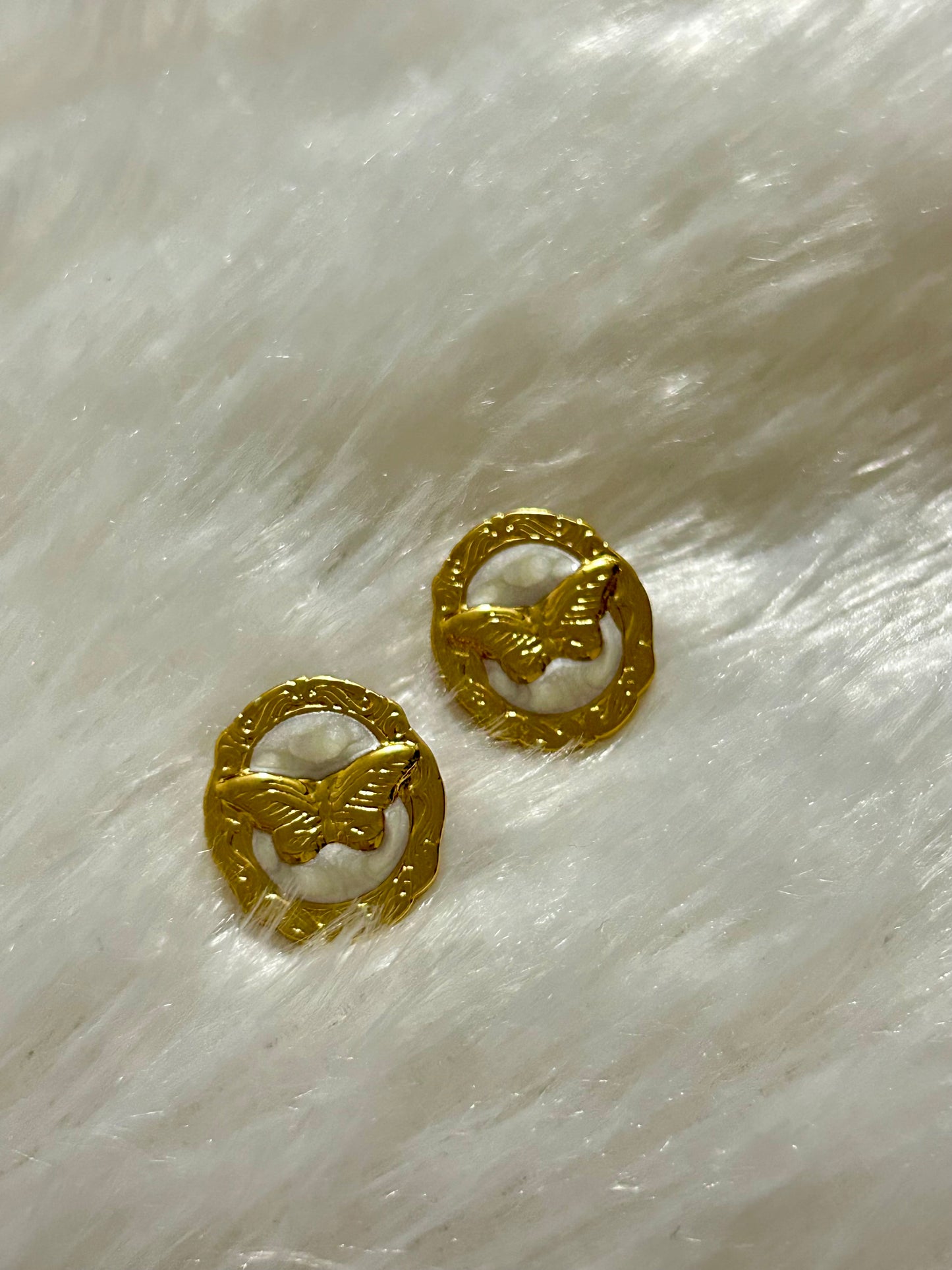White Butterfly Studs