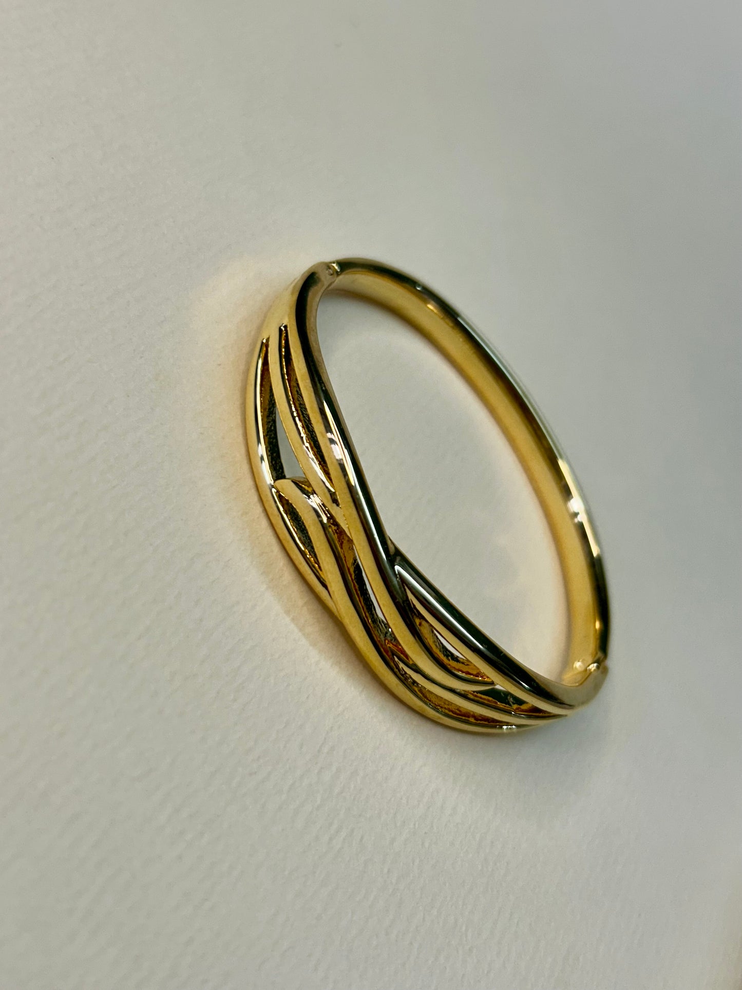 Golden Anti Tarnish Wave Bangle Bracelet