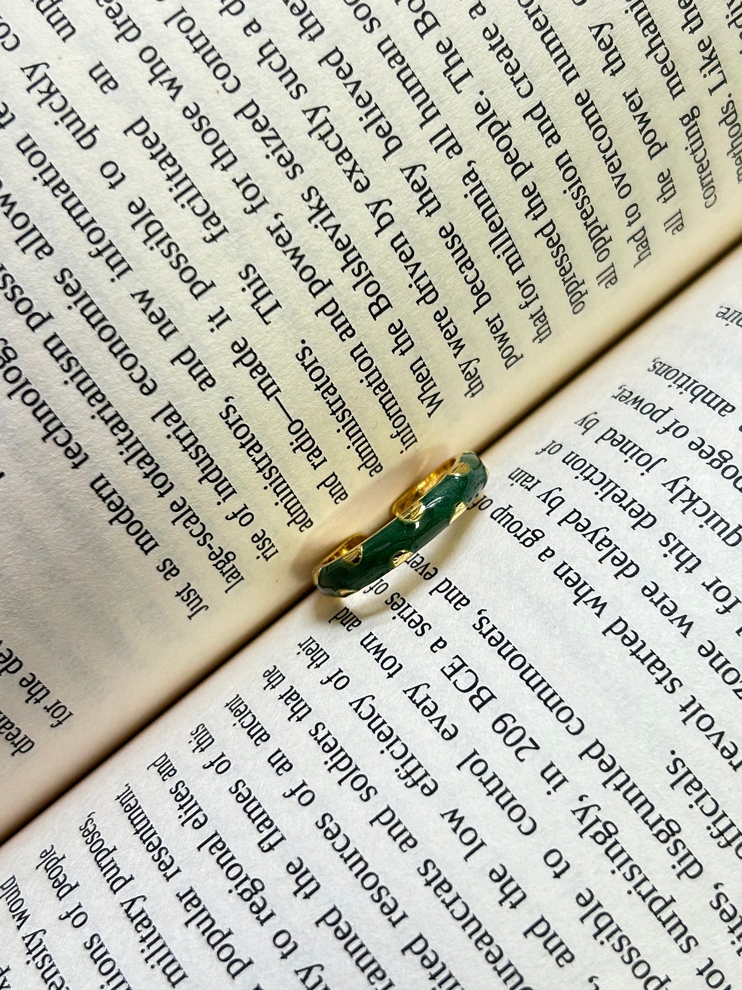 Bottle Green Enamel Ring