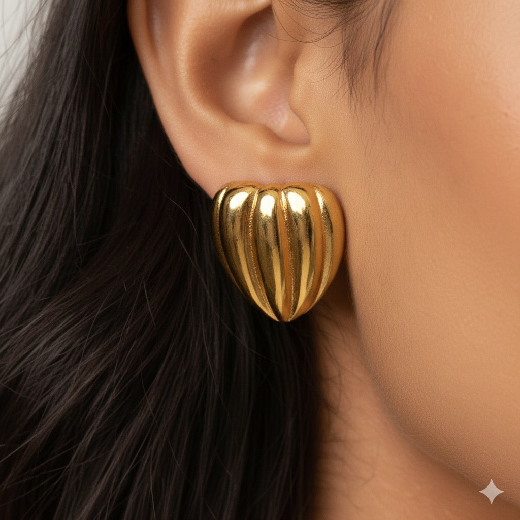 Fluted Heart Earrings