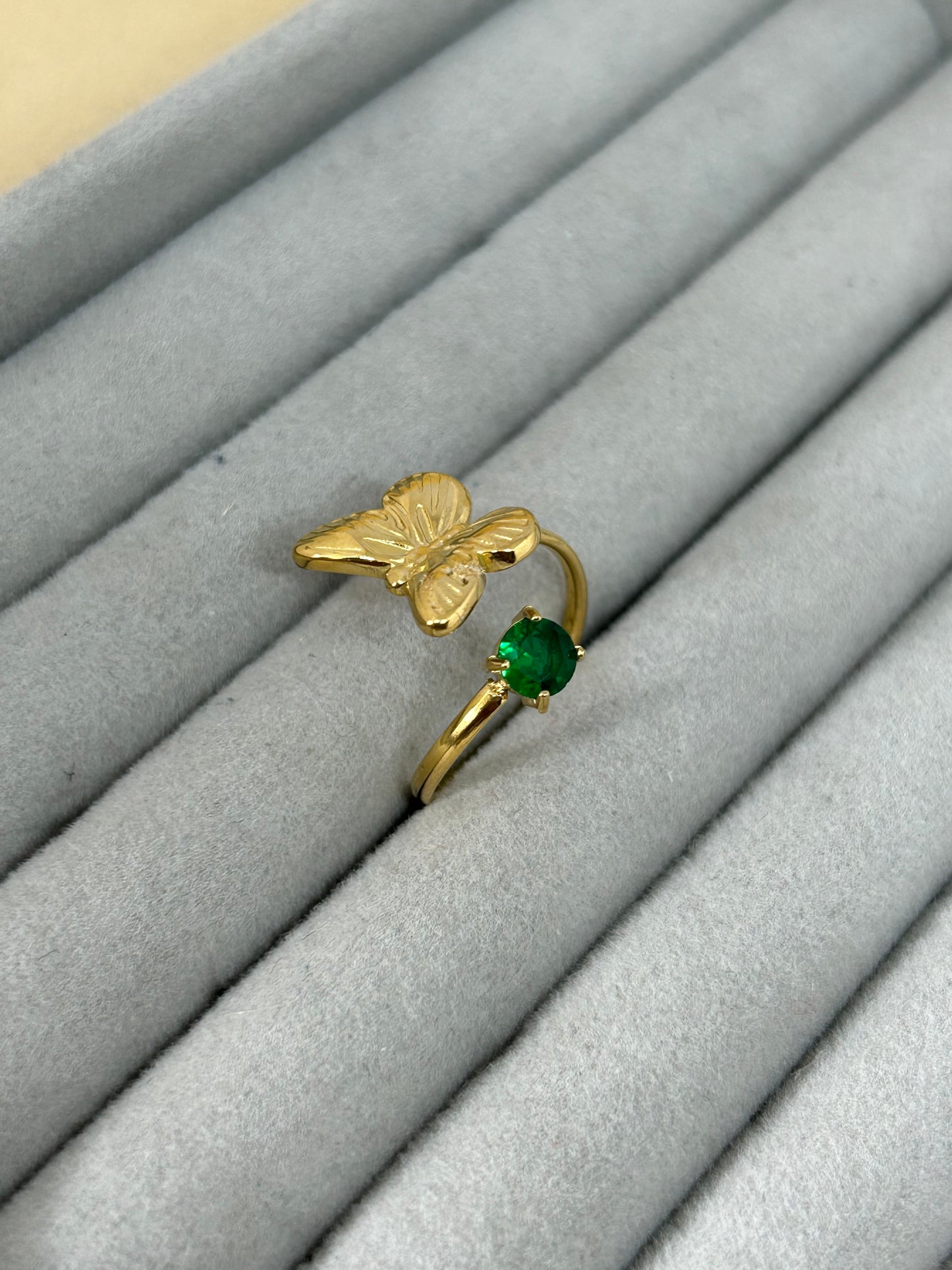 Butterfly Emerald Adjustable Ring