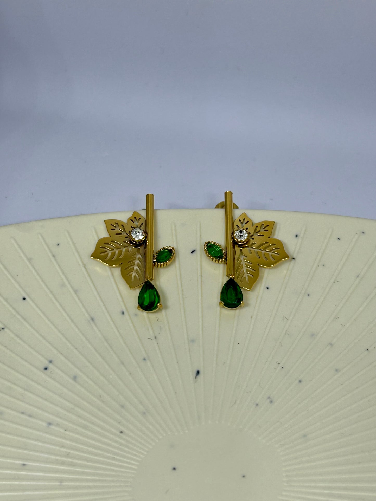 Emerald Leaf Cascade Earrings