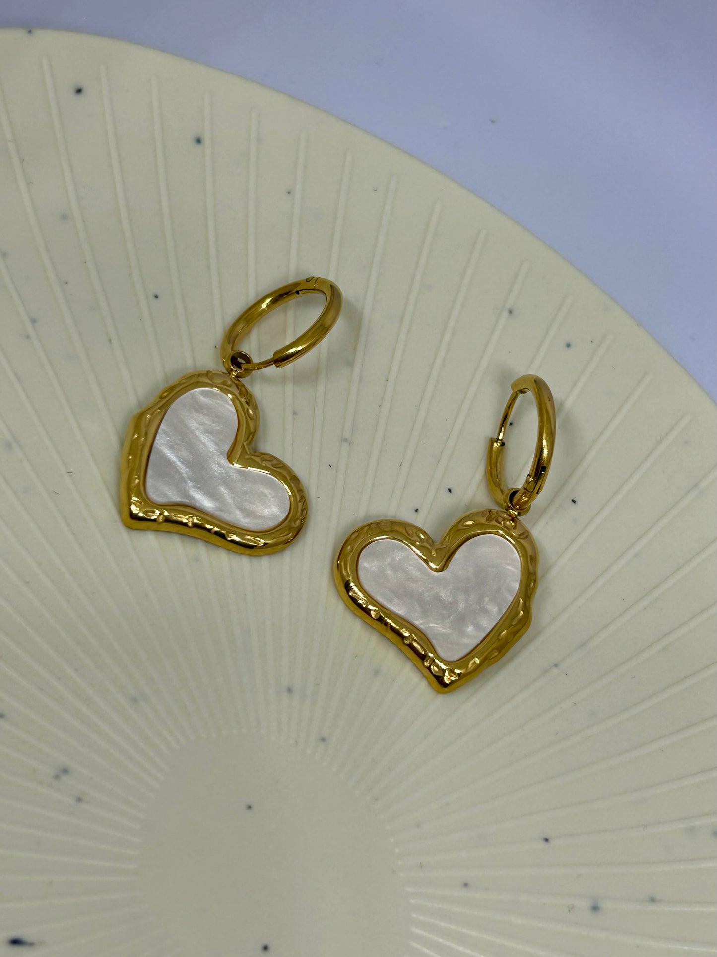 White Enamel Heart Huggies