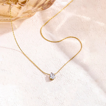 Anti Tarnish Tear Drop CZ Pendant