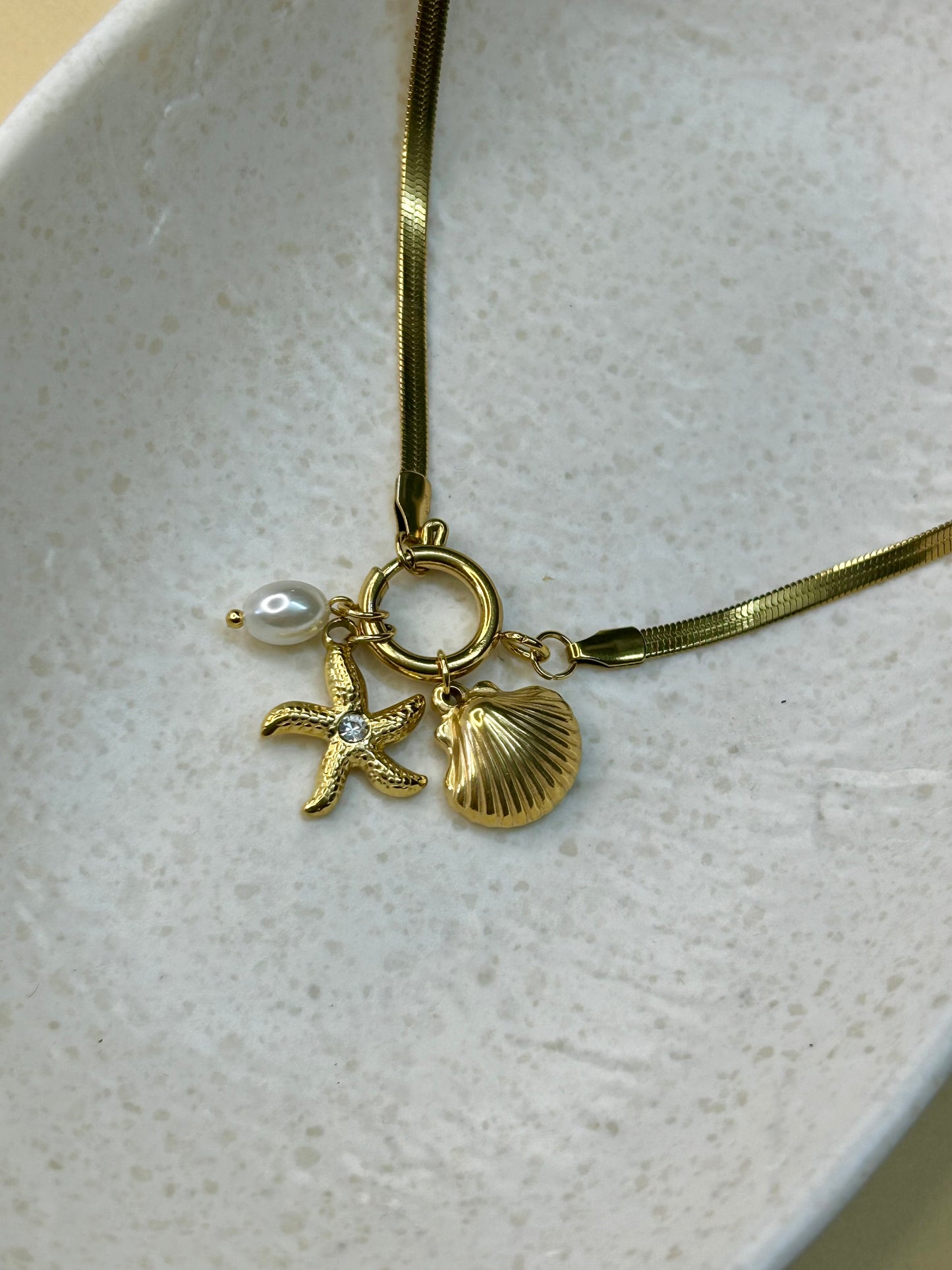 Oceans Charm necklace with Snake chain