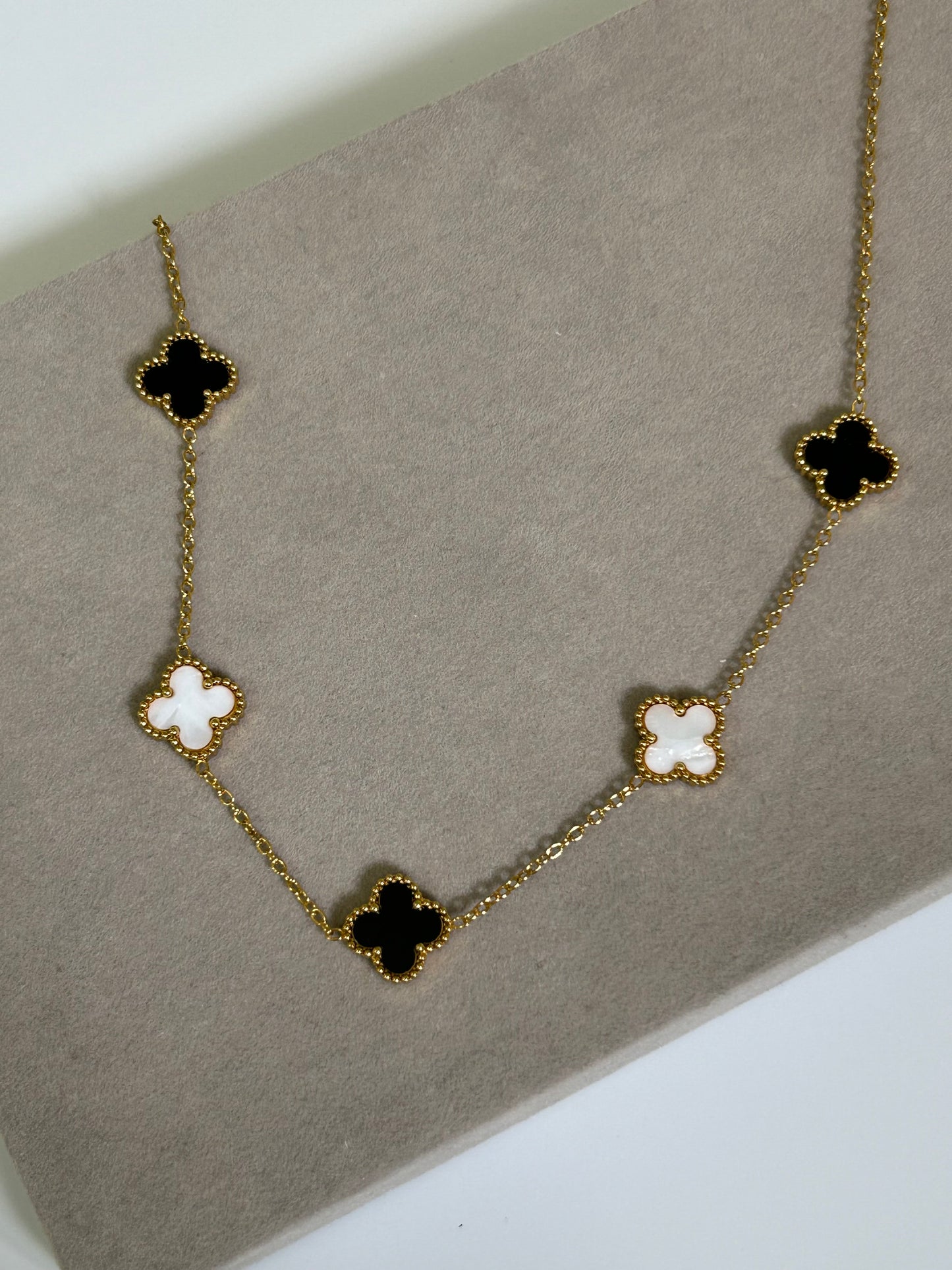 Black & White Clover Necklace