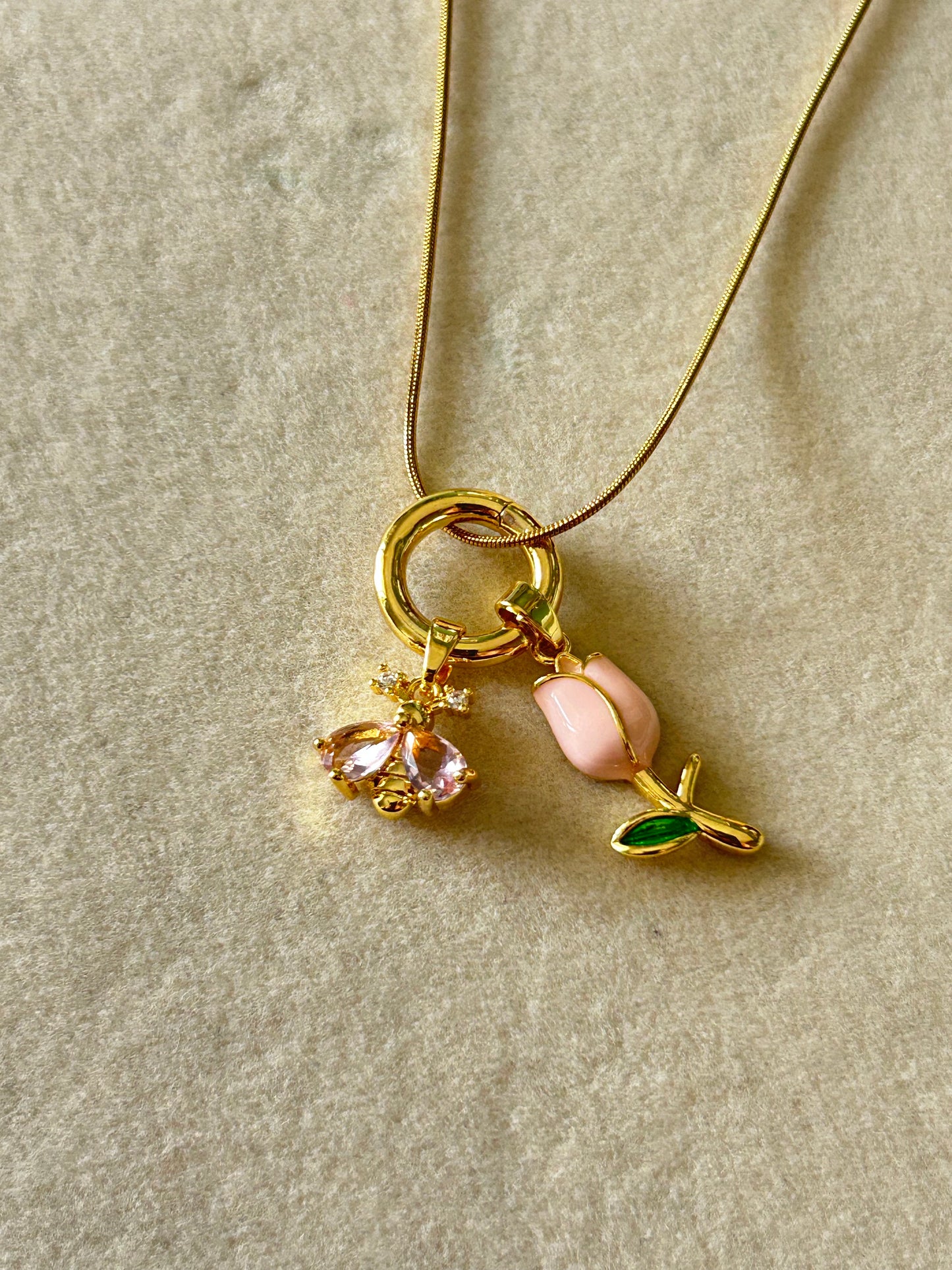 Bee & Flower Charm Necklace