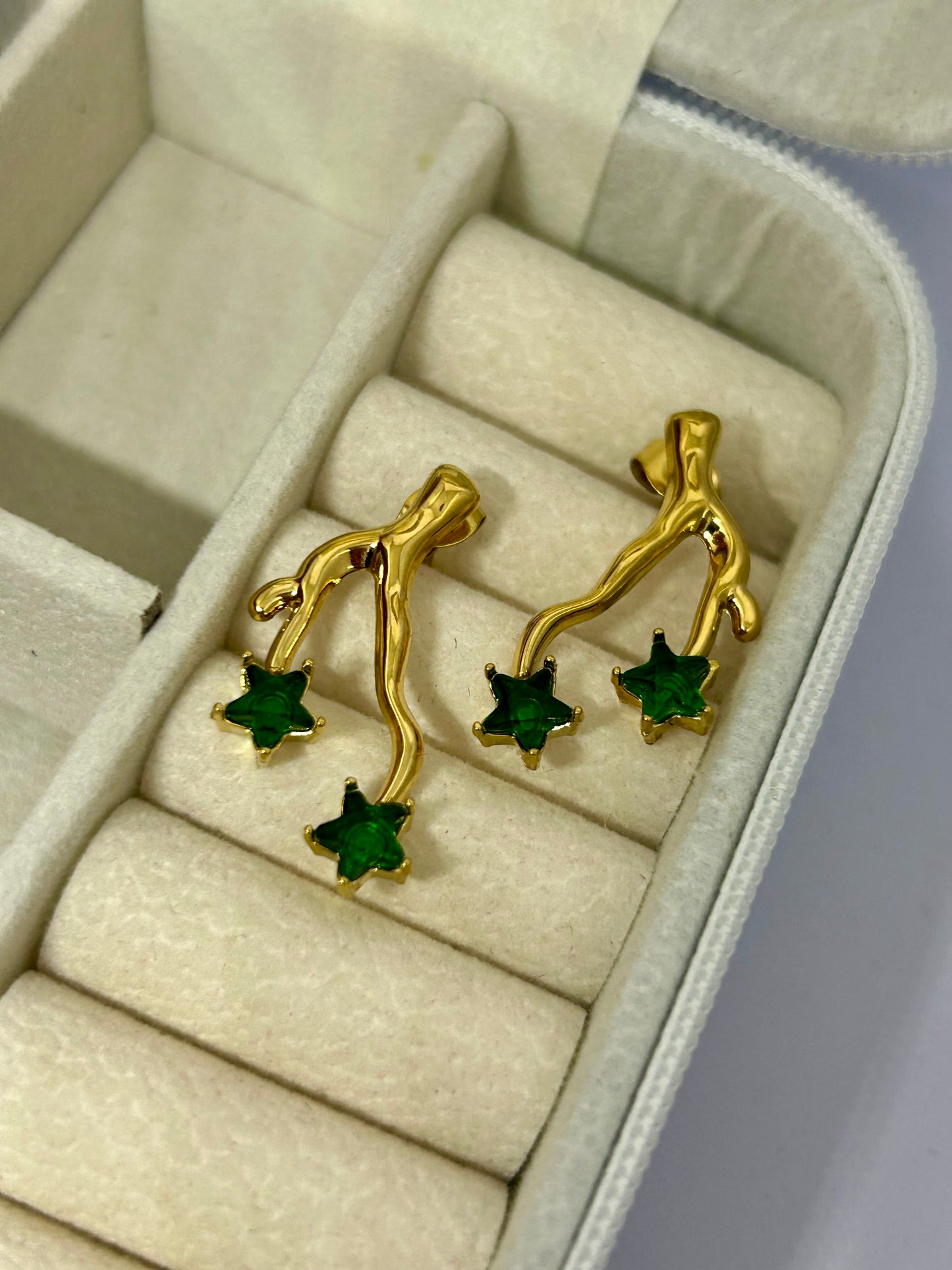 Emerald Star Branch Earrings