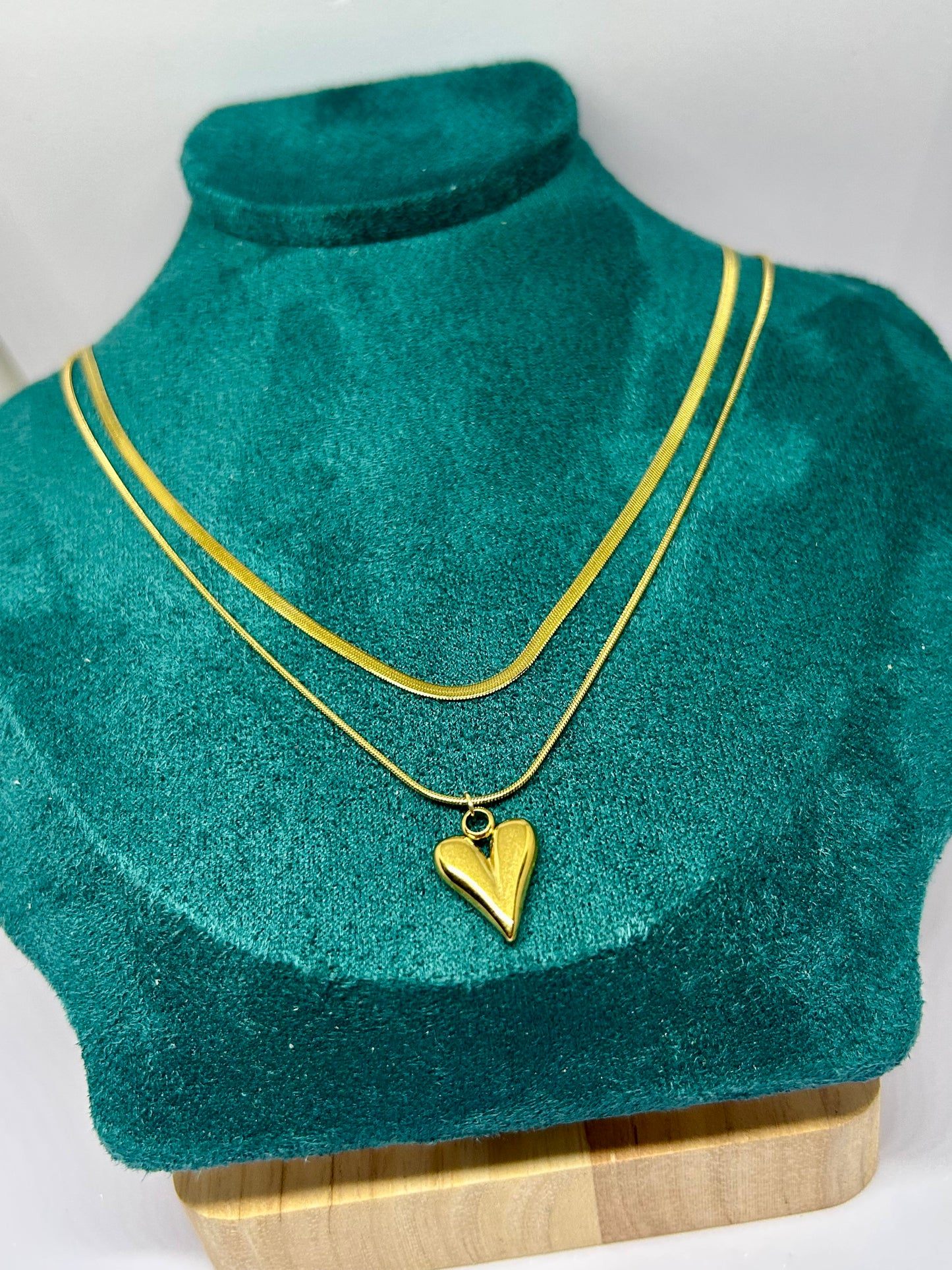 Double layered Heart Pendant Necklace