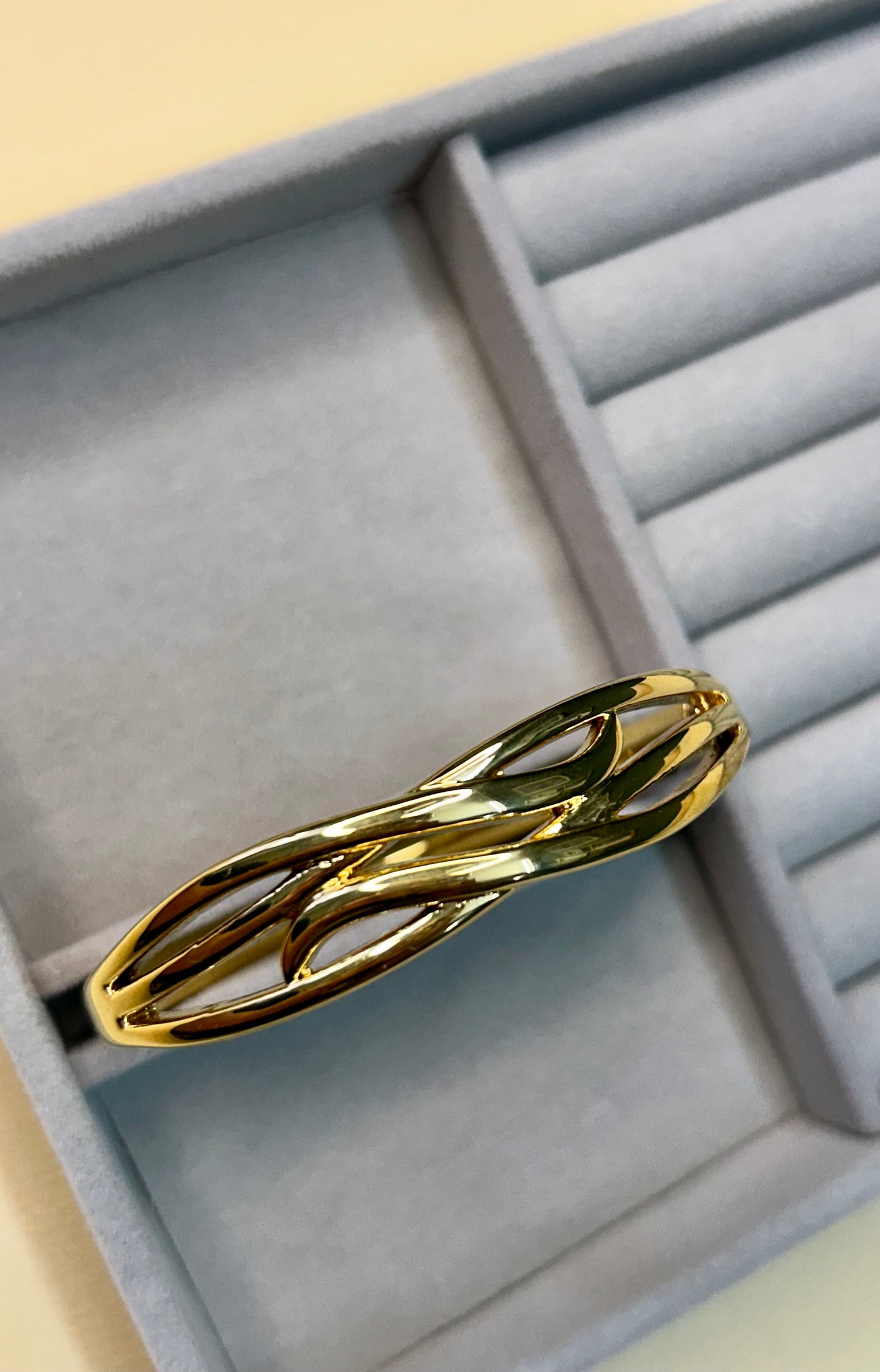 Golden Anti Tarnish Wave Bangle Bracelet