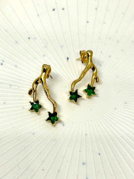 Emerald Star Branch Earrings