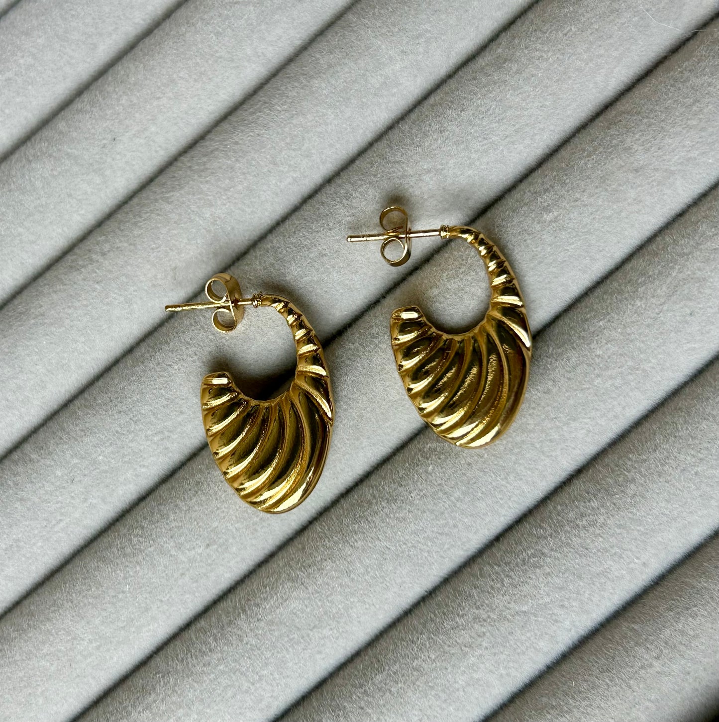 Golden Swirl Shell Hoops