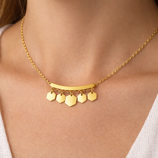 Golden Hexa Charm Necklace