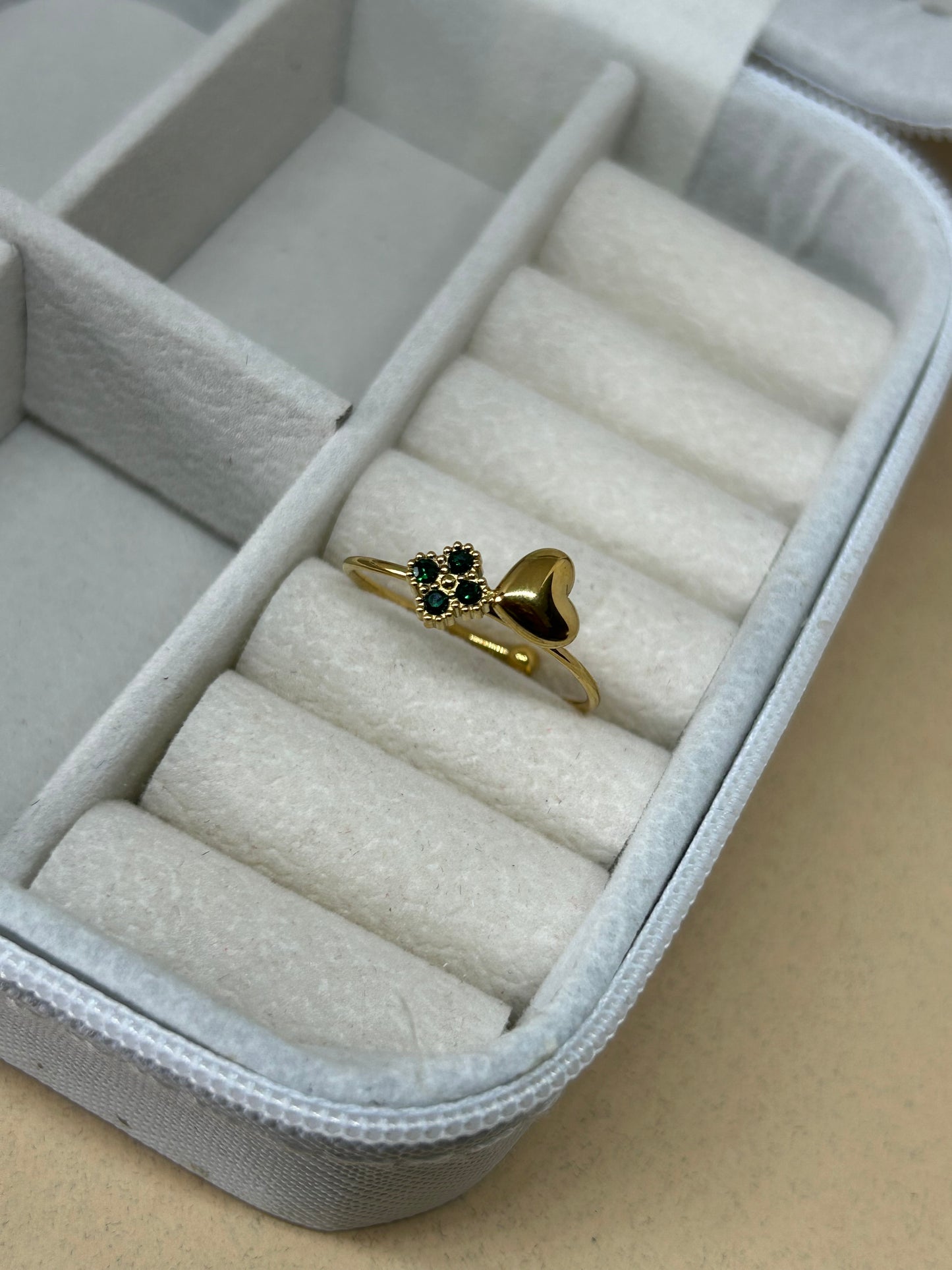 Heart & Clover Adjustable Ring