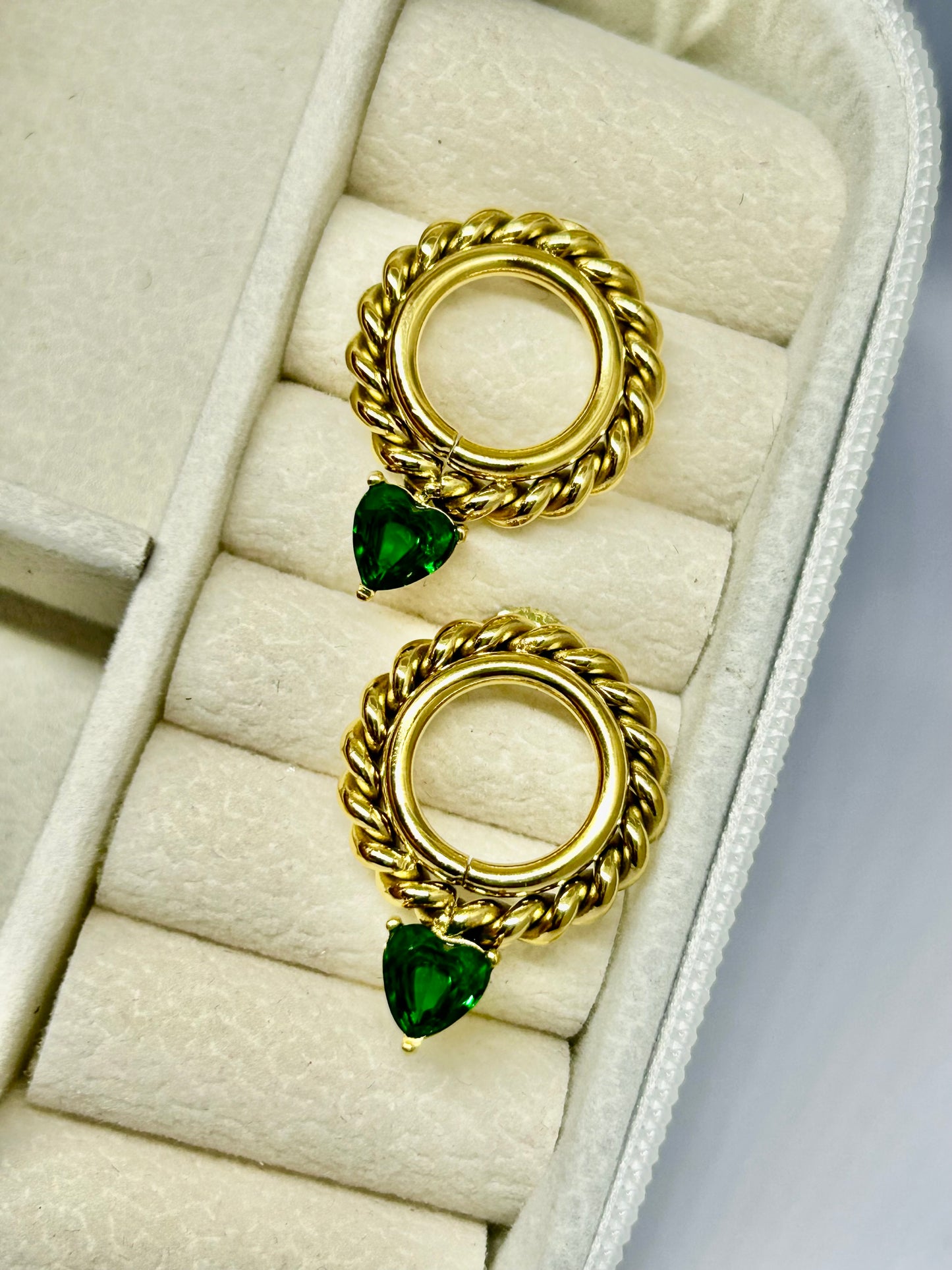 Twisted Emerald Halo Earrings