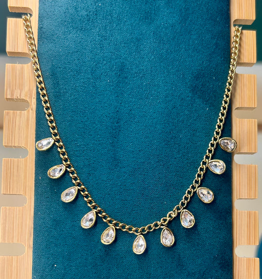 Crystal Dewdrop Anti Tarnish Necklace