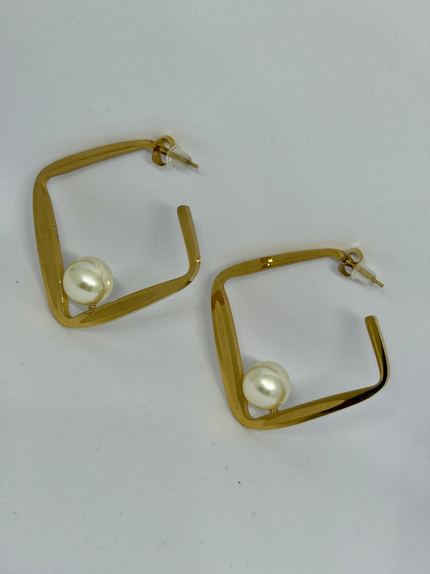 Statement Square Studs with Pearl