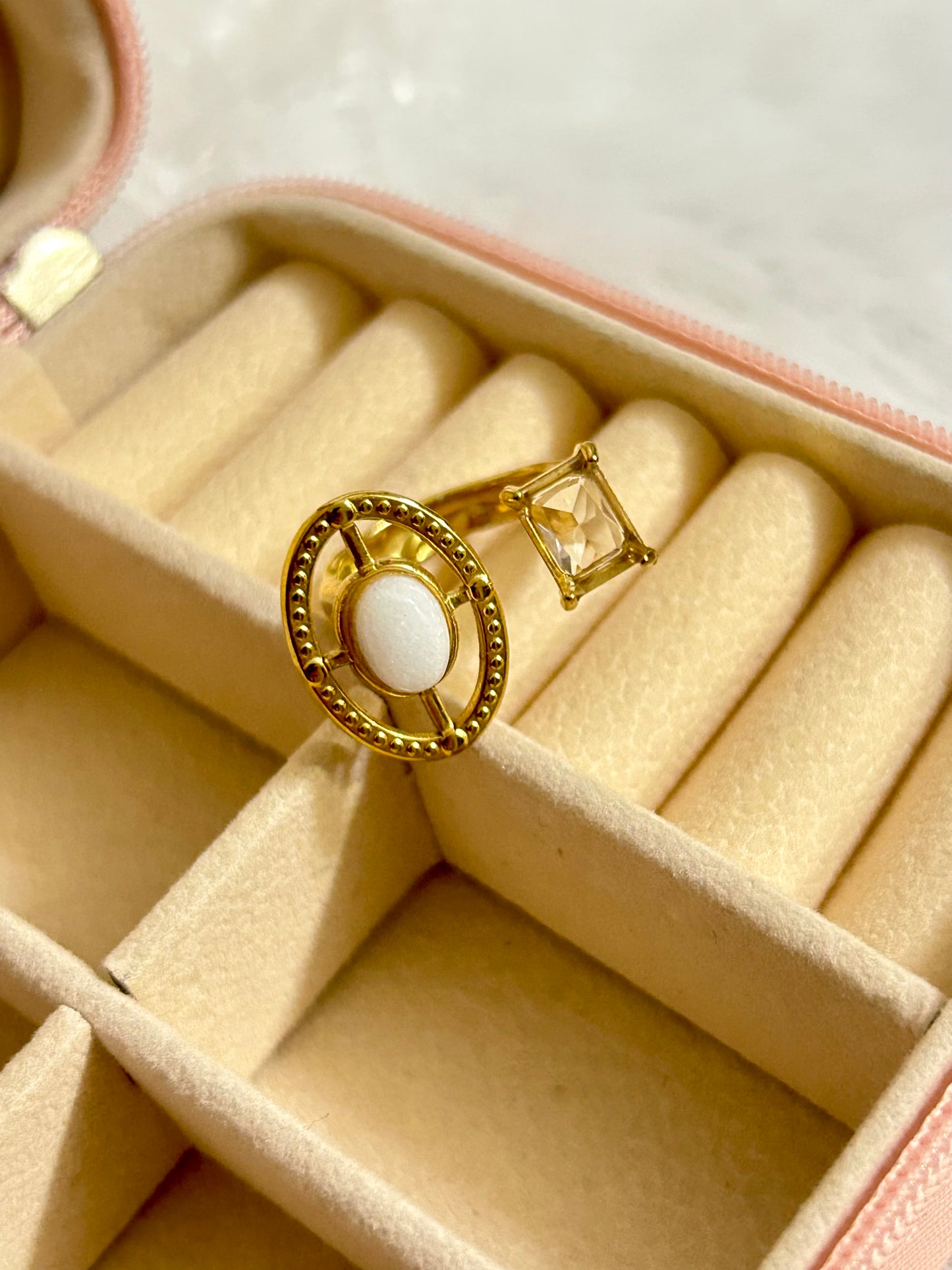 Pearl & Diamond Adjustable Ring