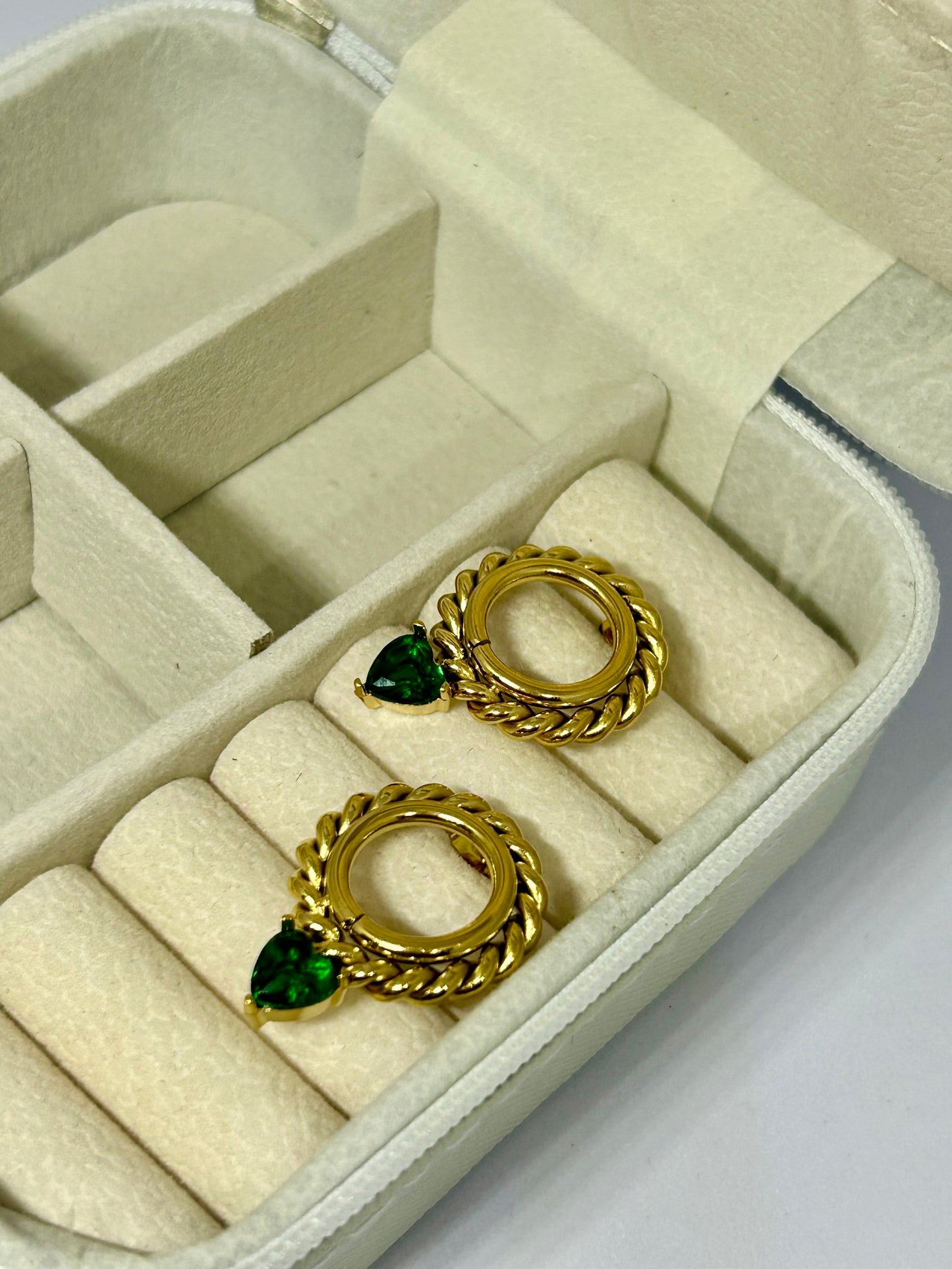 Twisted Emerald Halo Earrings