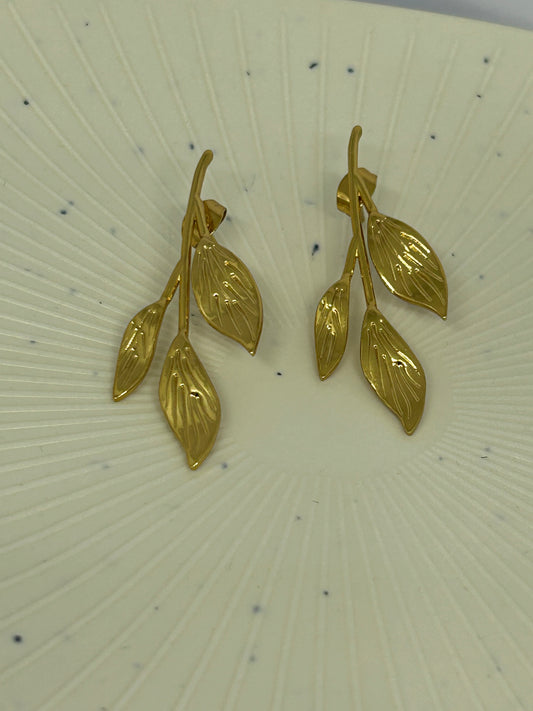 Golden Laurel Drop Earrings