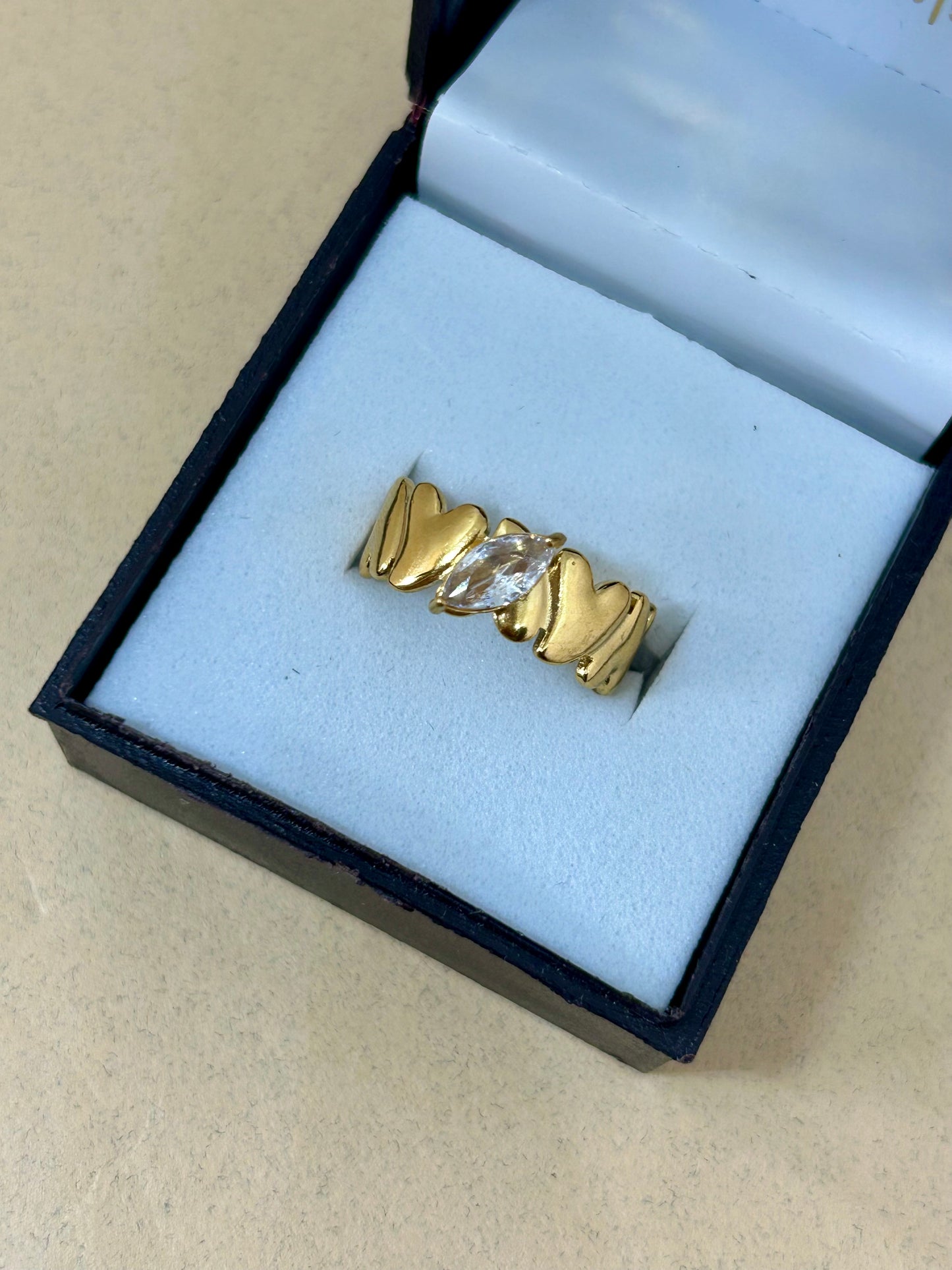 Crystal Heart Band Ring