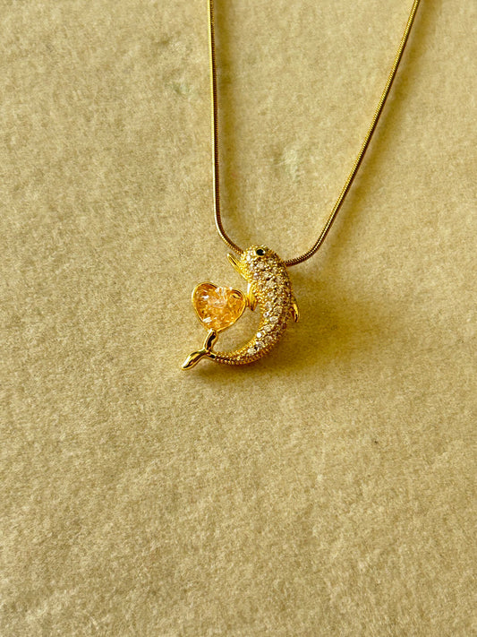 Crushed Diamond Dolphin Necklace