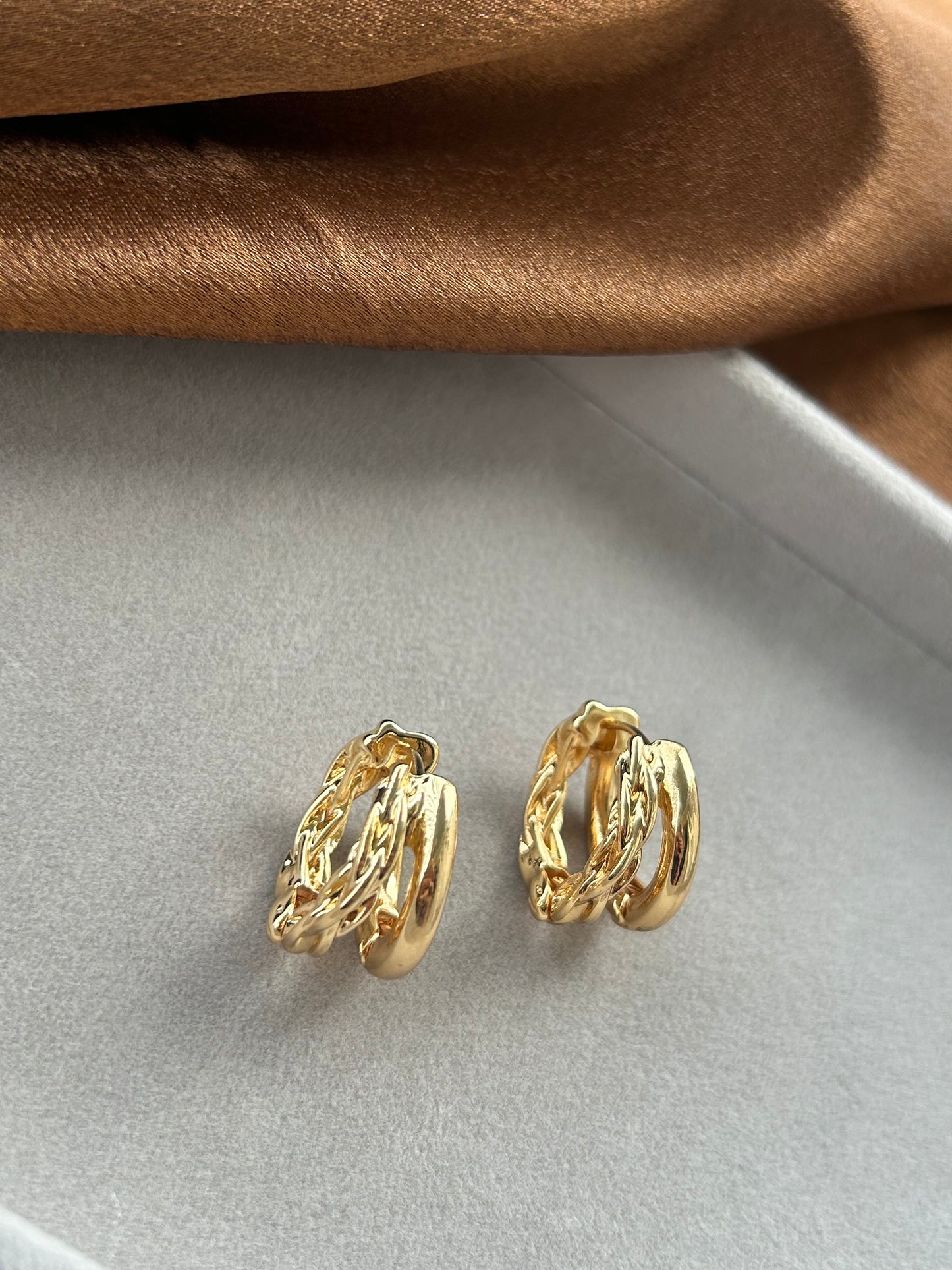 Braided Double-Layer Anti Tarnish Huggie Hoops