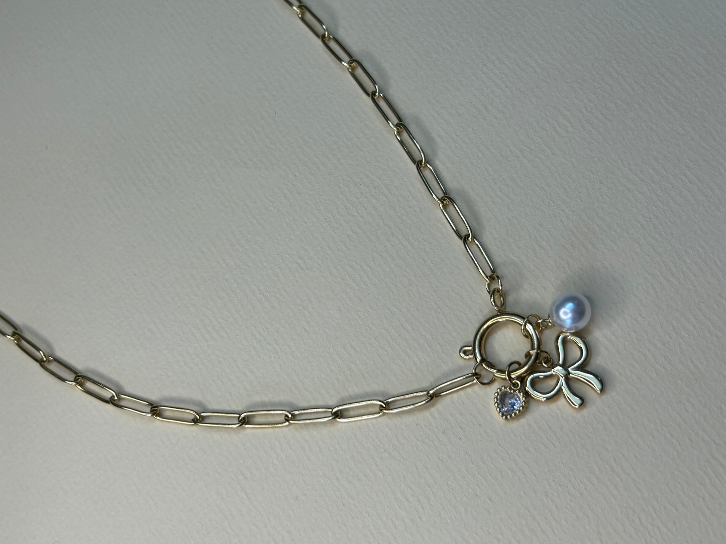 Bow Charm Anti Tarnish Necklace with Interchangeable Charms