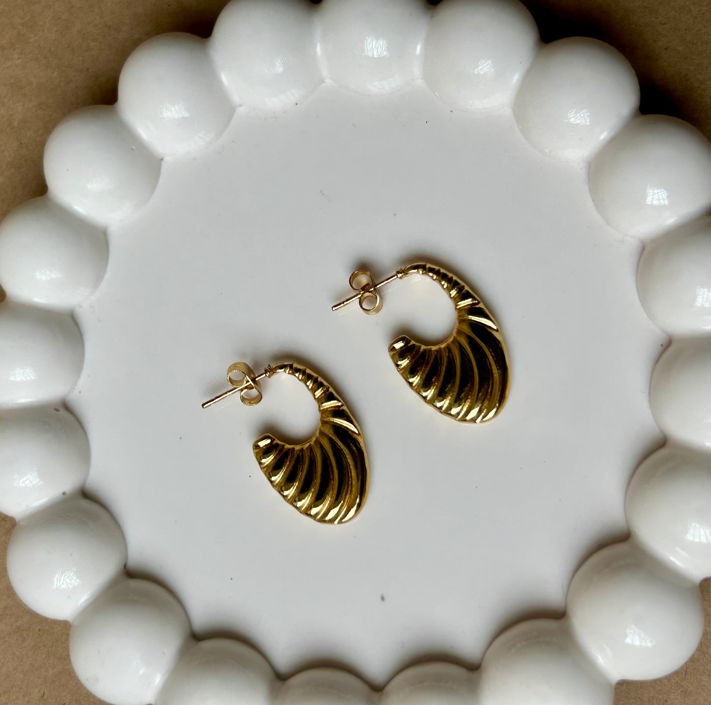 Golden Swirl Shell Hoops