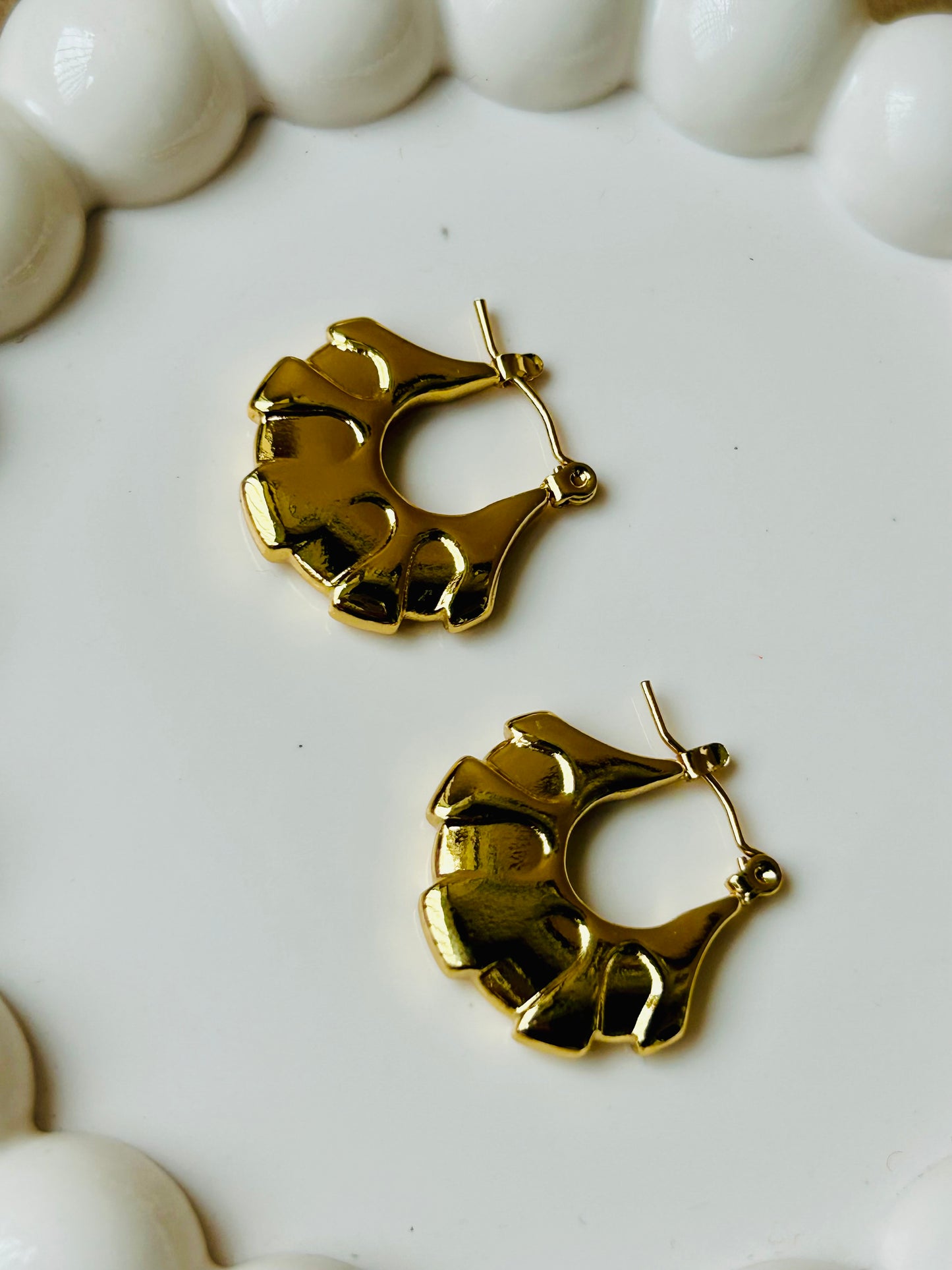 Anti Tarnish Petal Fan Hoops