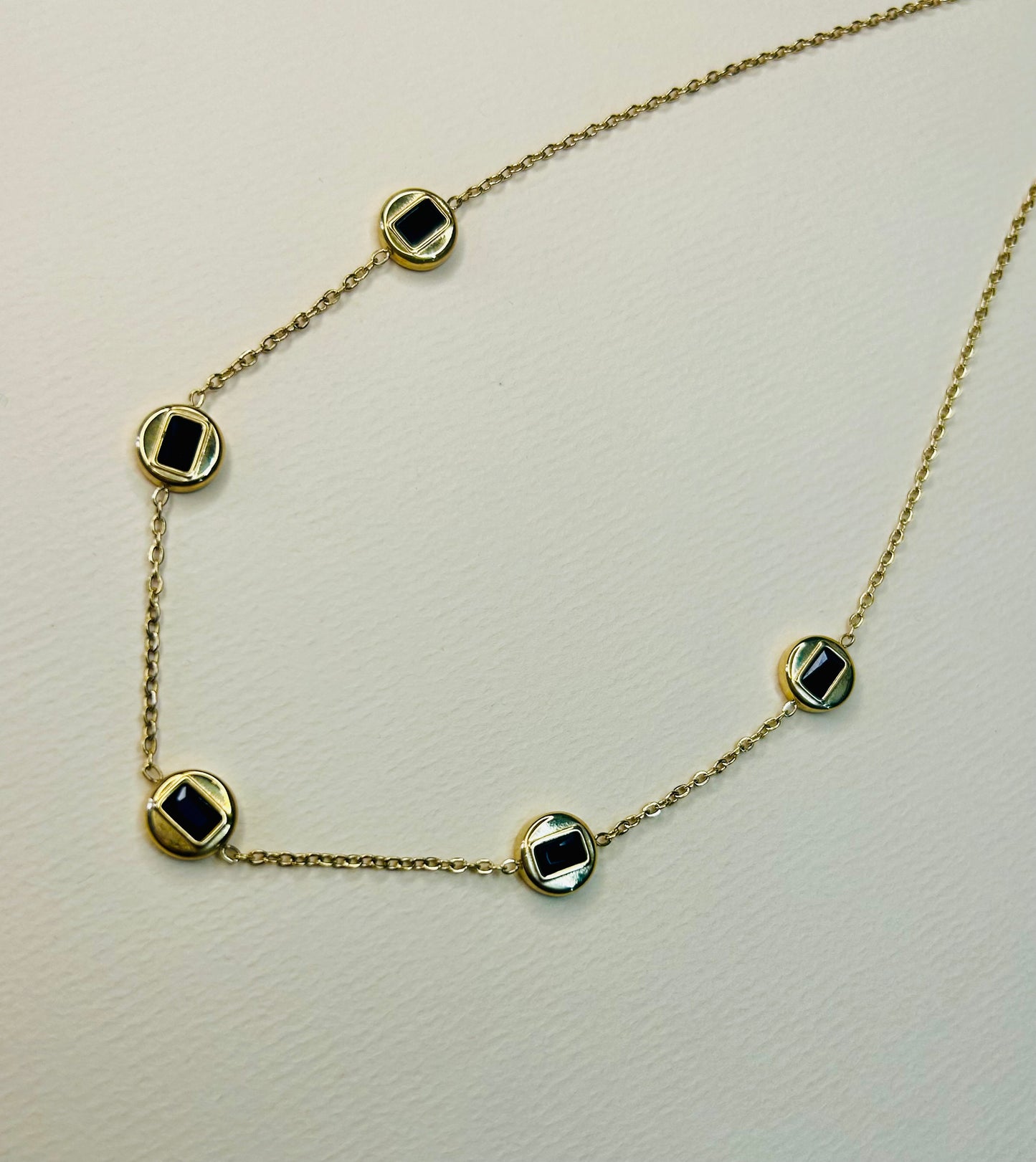 Black Gem Orbit Anti Tarnish Necklace