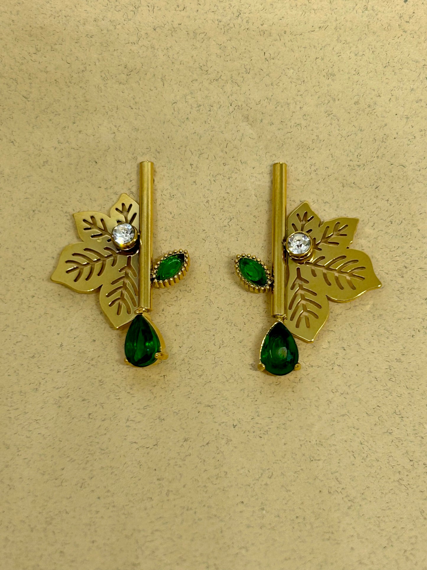 Emerald Leaf Cascade Earrings