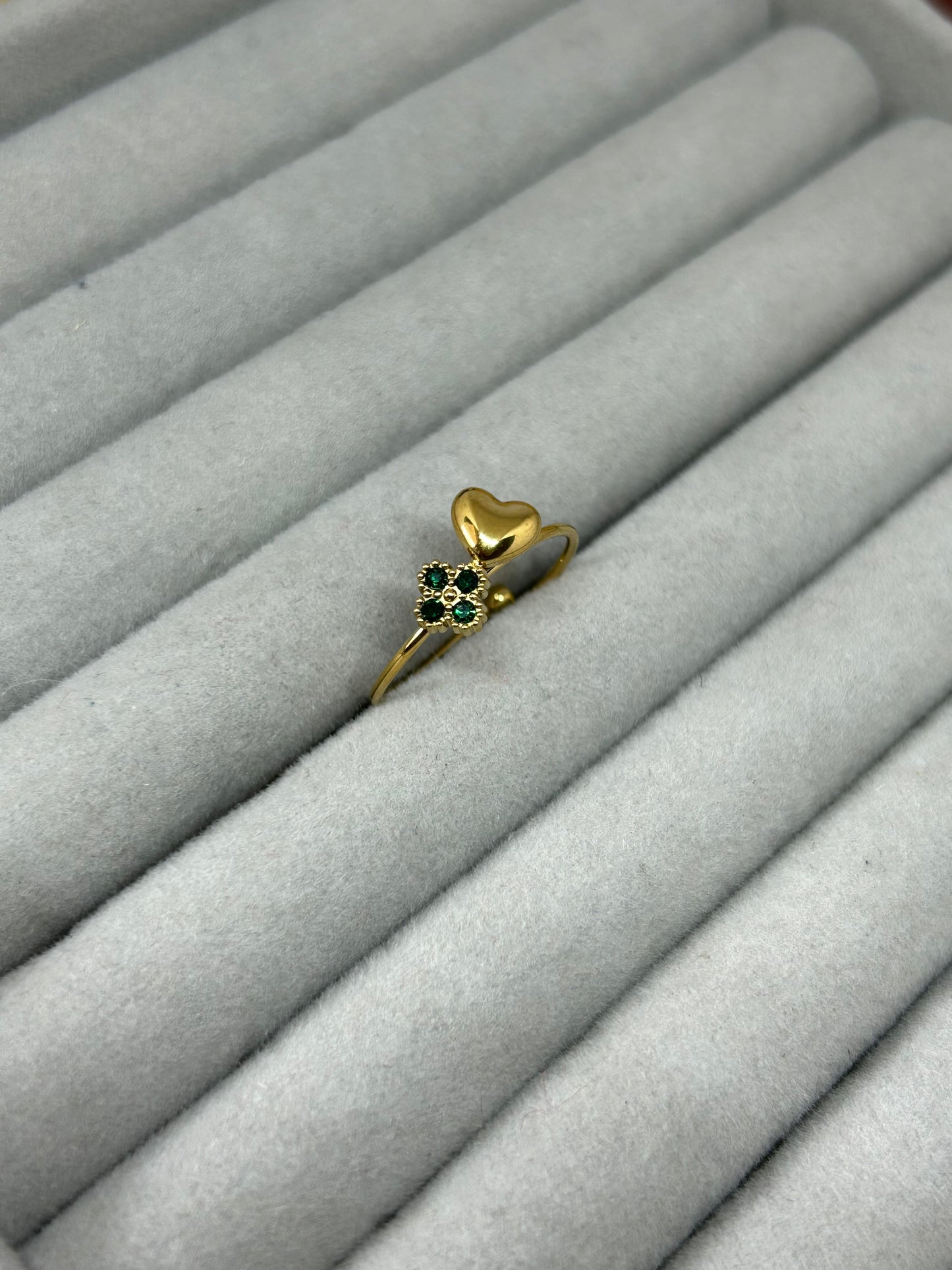 Heart & Clover Adjustable Ring