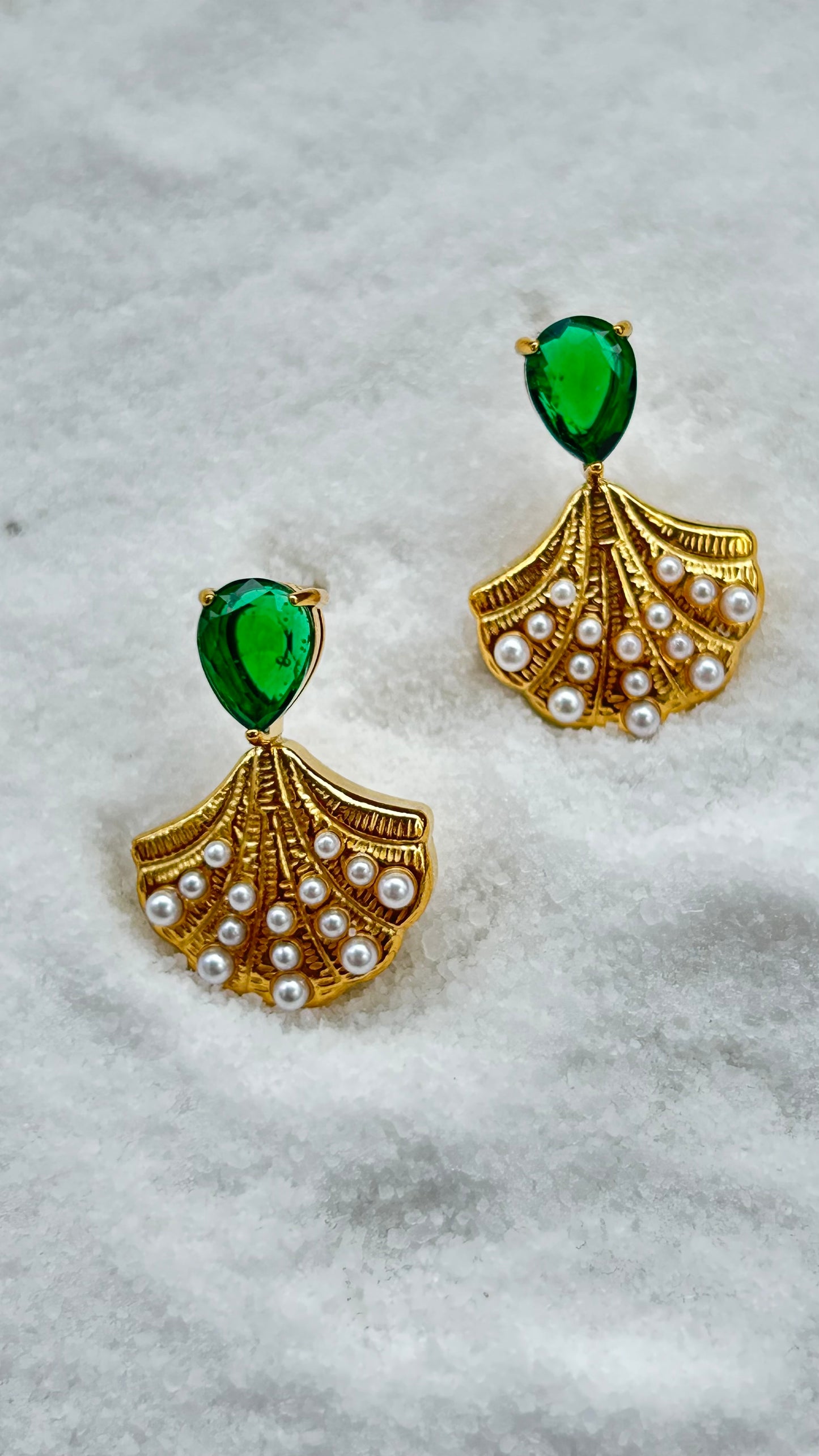 Emerald Fan Earrings