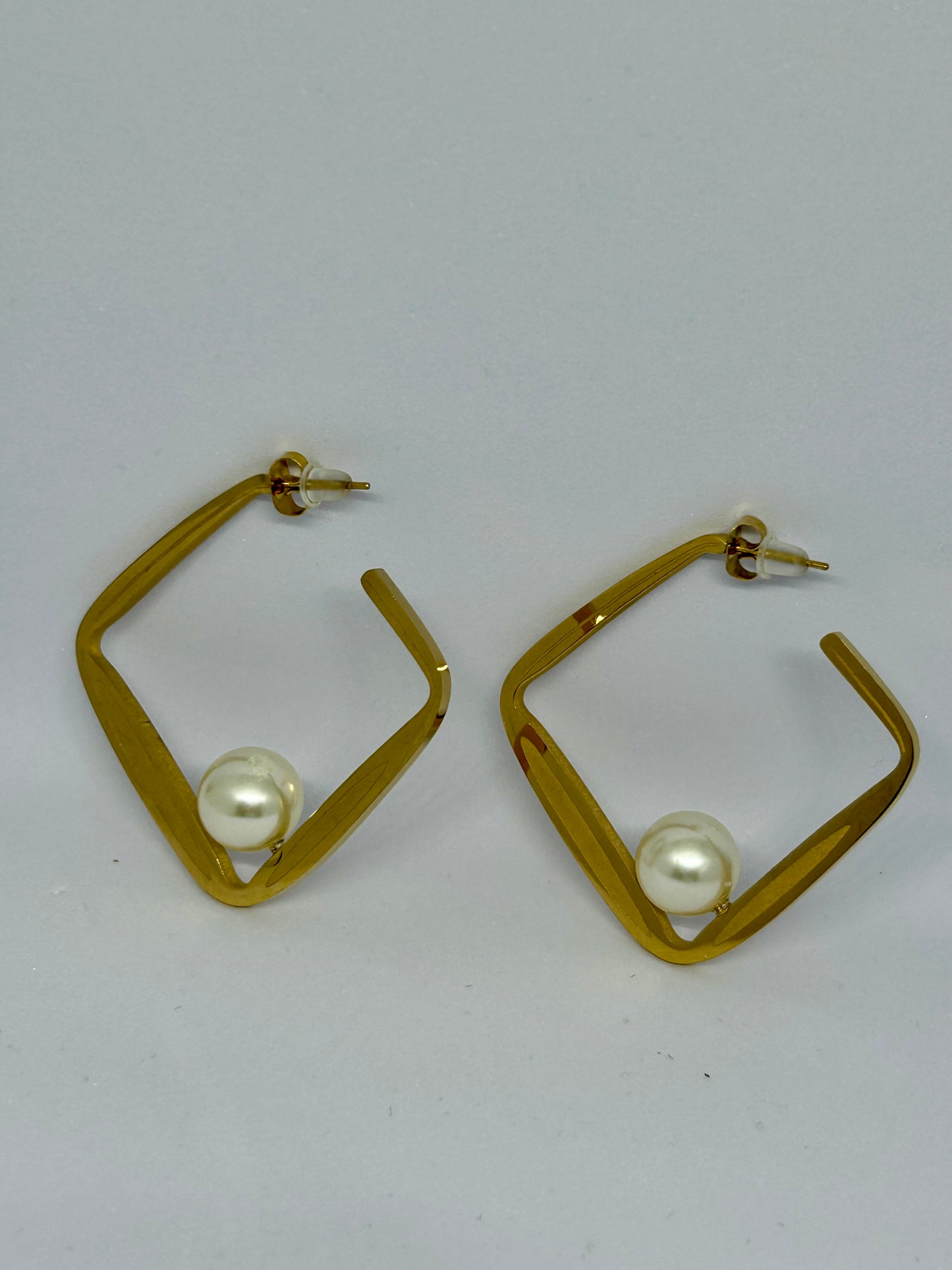 Statement Square Studs with Pearl
