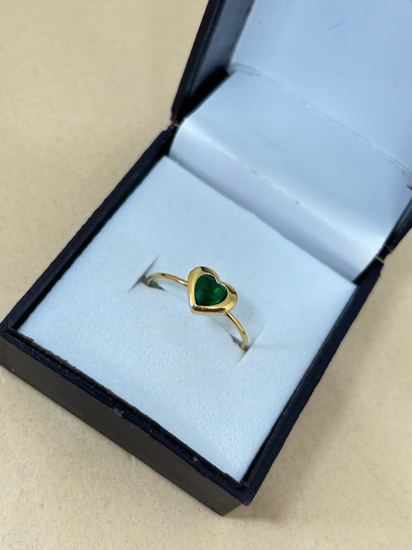 Green Heart Adjustable Ring