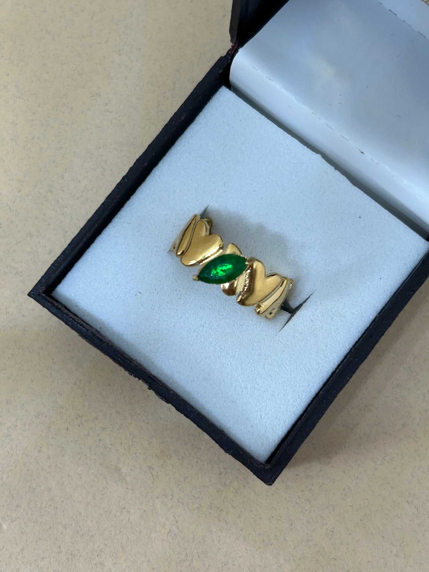 Emerald Heart Band Ring